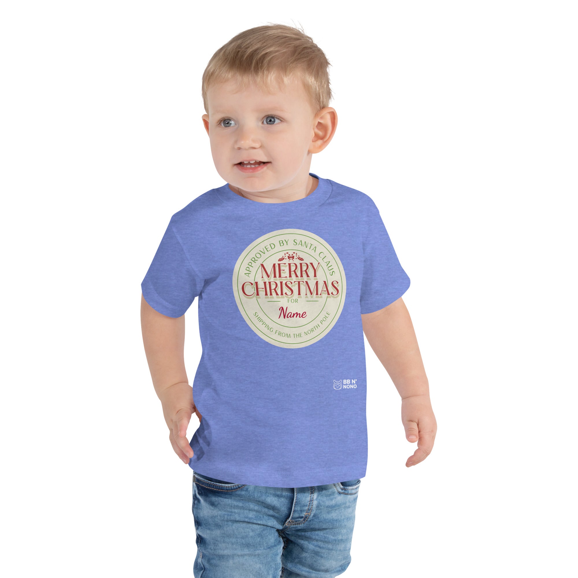 Merry Christmas Personalized Add your Name - Toddler Short Sleeve Tee