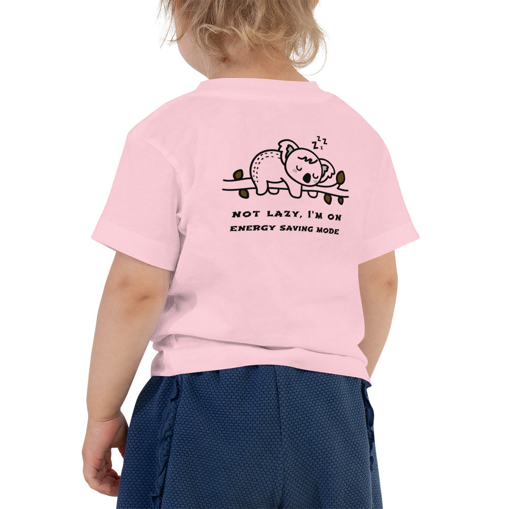 Not lazy, I'm on energy saving mode - Toddler Short Sleeve Tee (back print)