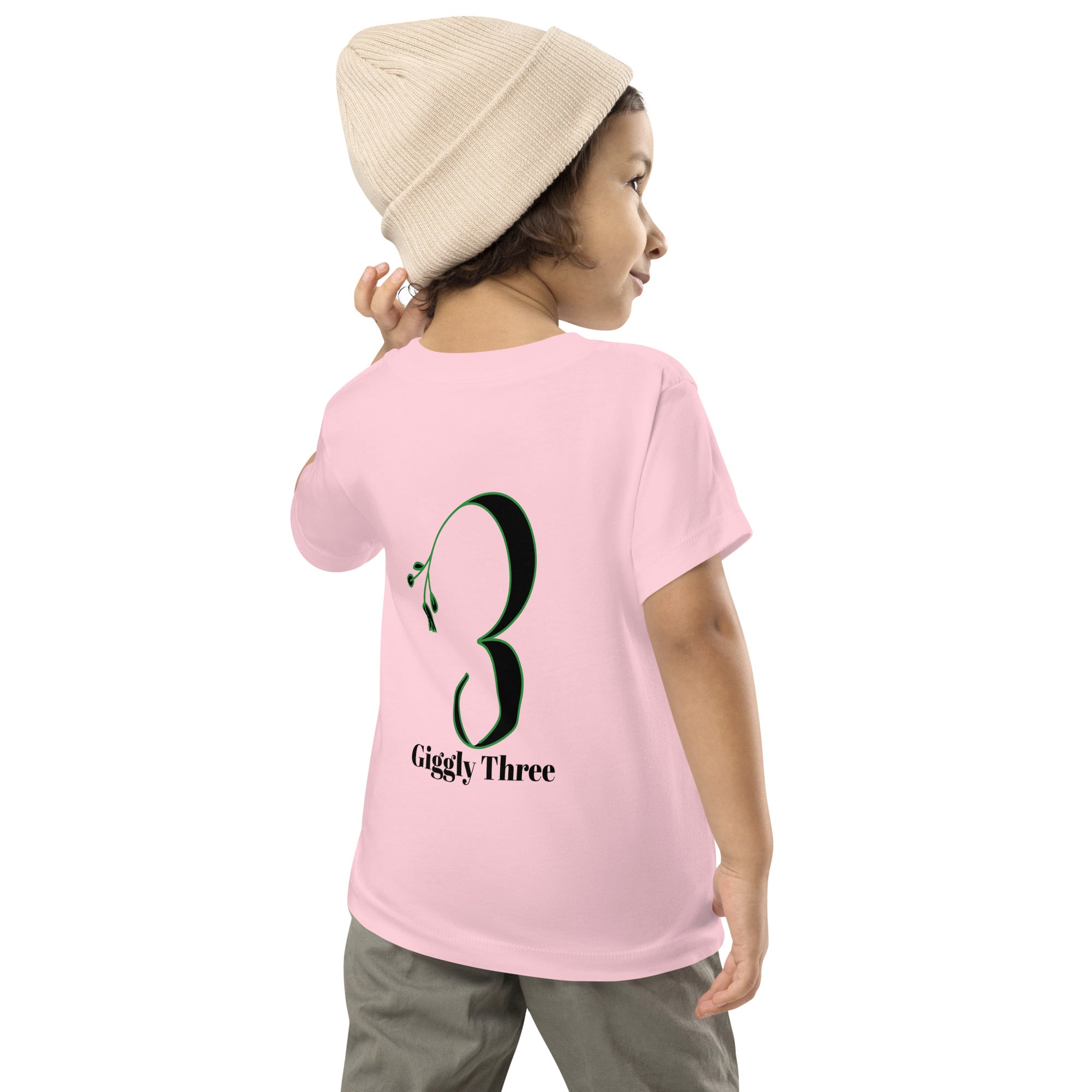 Giggly Three - Toddler Short Sleeve Tee (back print)