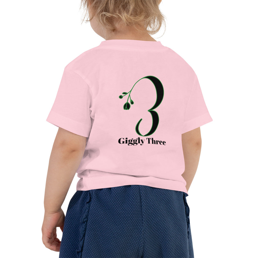 Giggly Three - Toddler Short Sleeve Tee (back print)