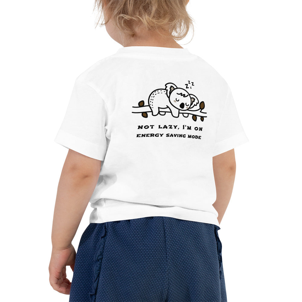 Not lazy, I'm on energy saving mode - Toddler Short Sleeve Tee (back print)