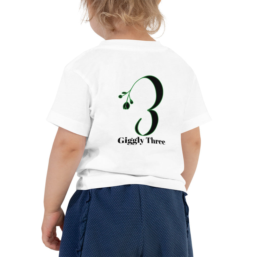 Giggly Three - Toddler Short Sleeve Tee (back print)