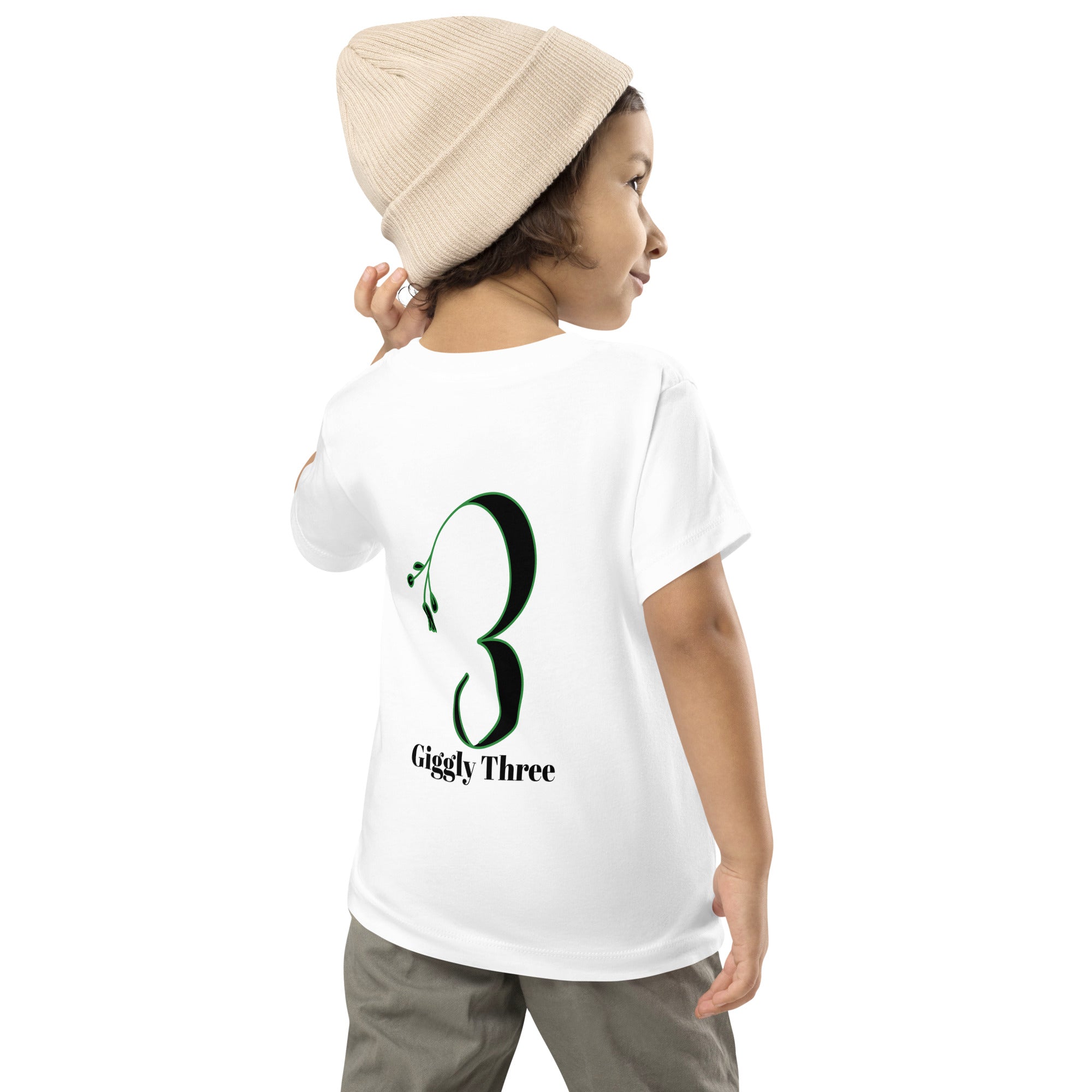 Giggly Three - Toddler Short Sleeve Tee (back print)