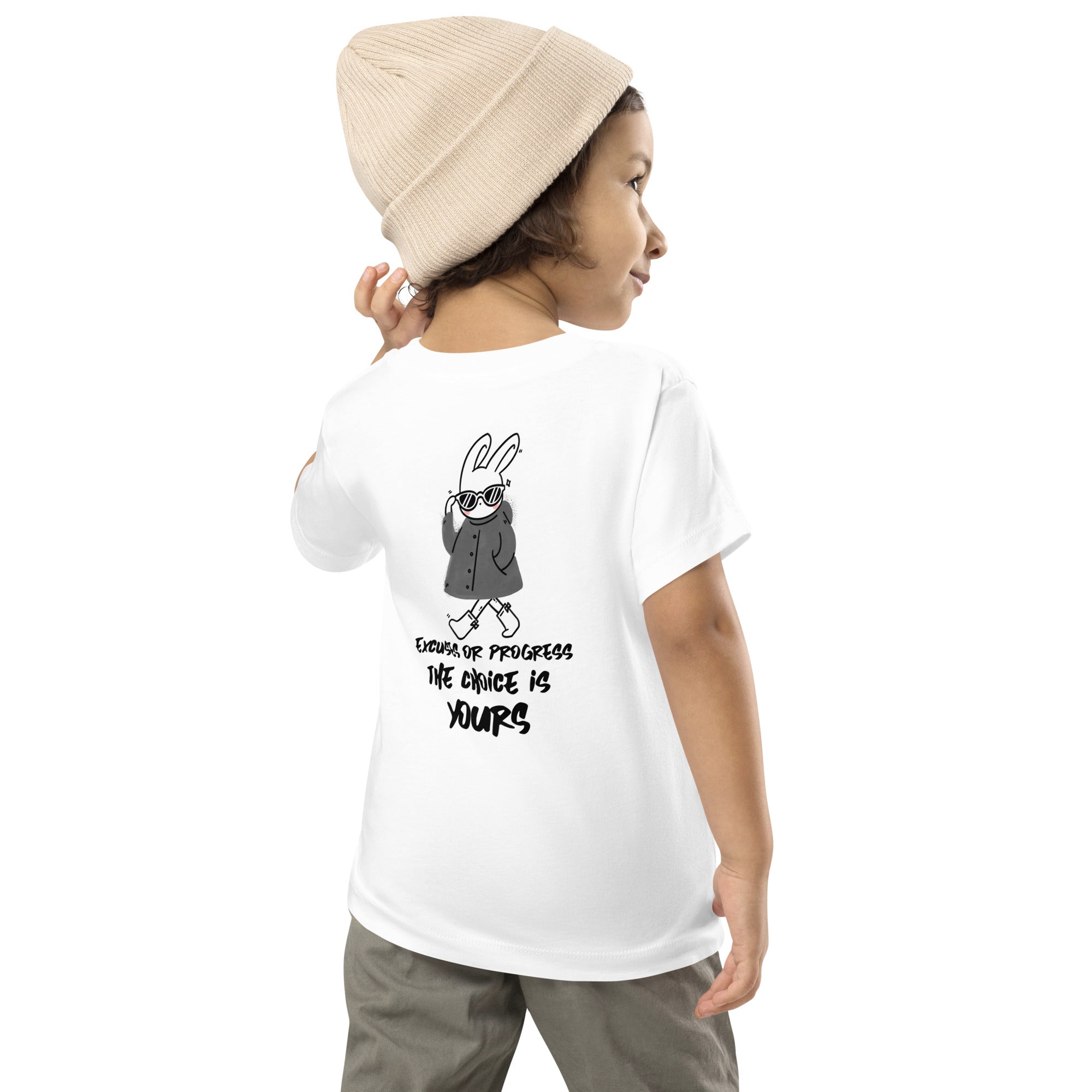 Excuses or Progress, the choice is yours  - Toddler Short Sleeve Tee (back print)