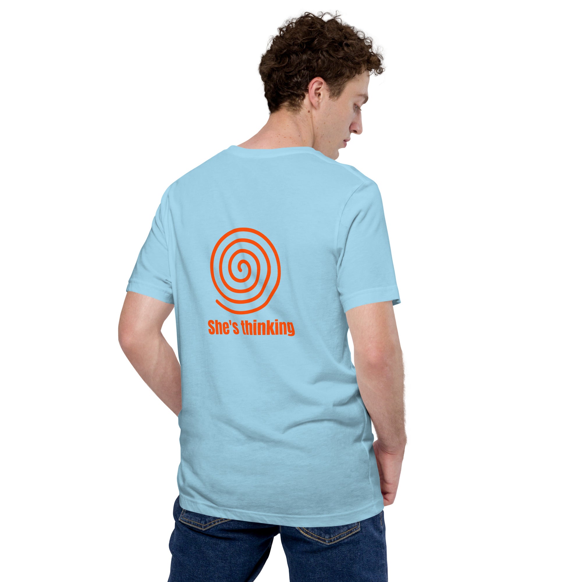 She's thinking (orange) - Unisex t-shirt (back print)