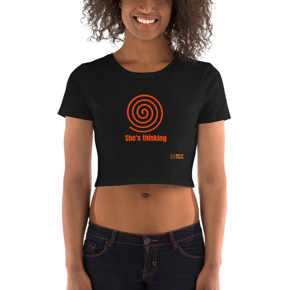 She's thinking (orange) Women’s Crop Tee