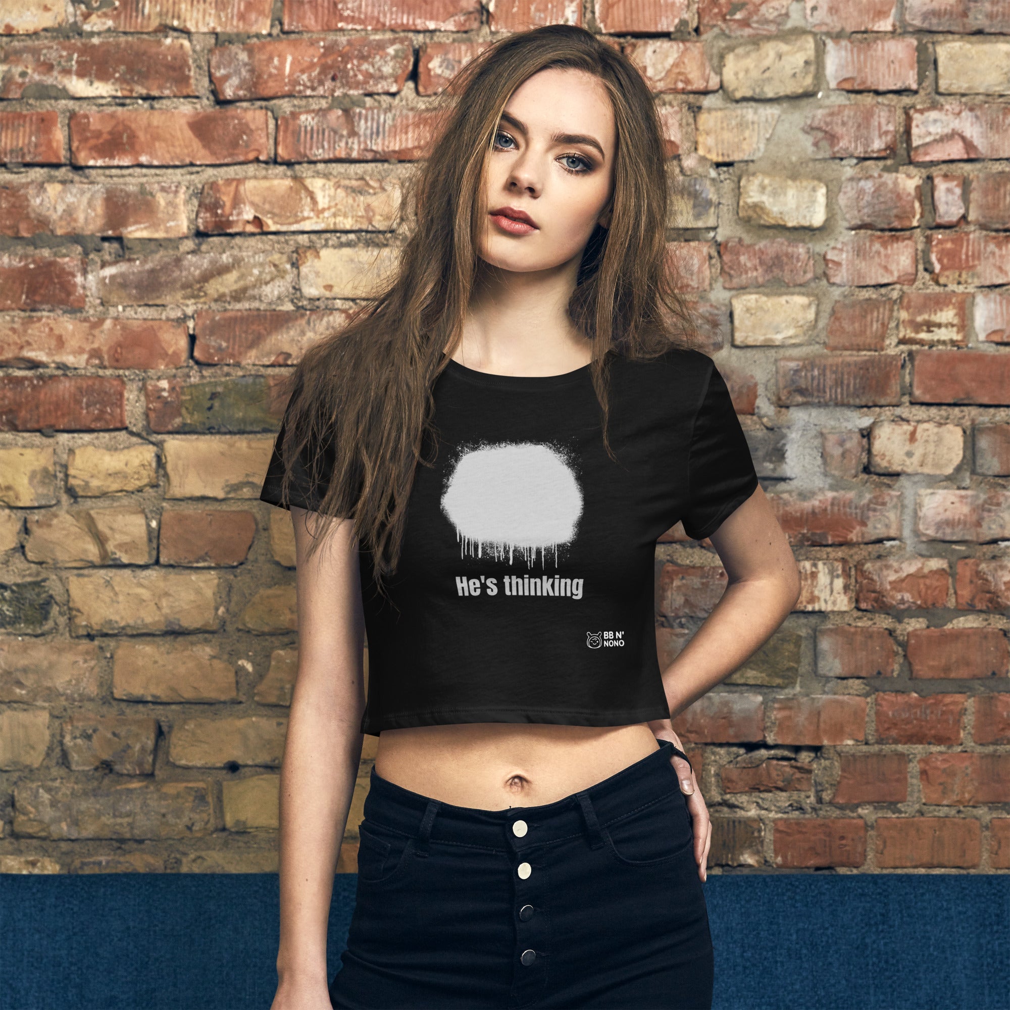 He's thinking - Women’s Crop Tee