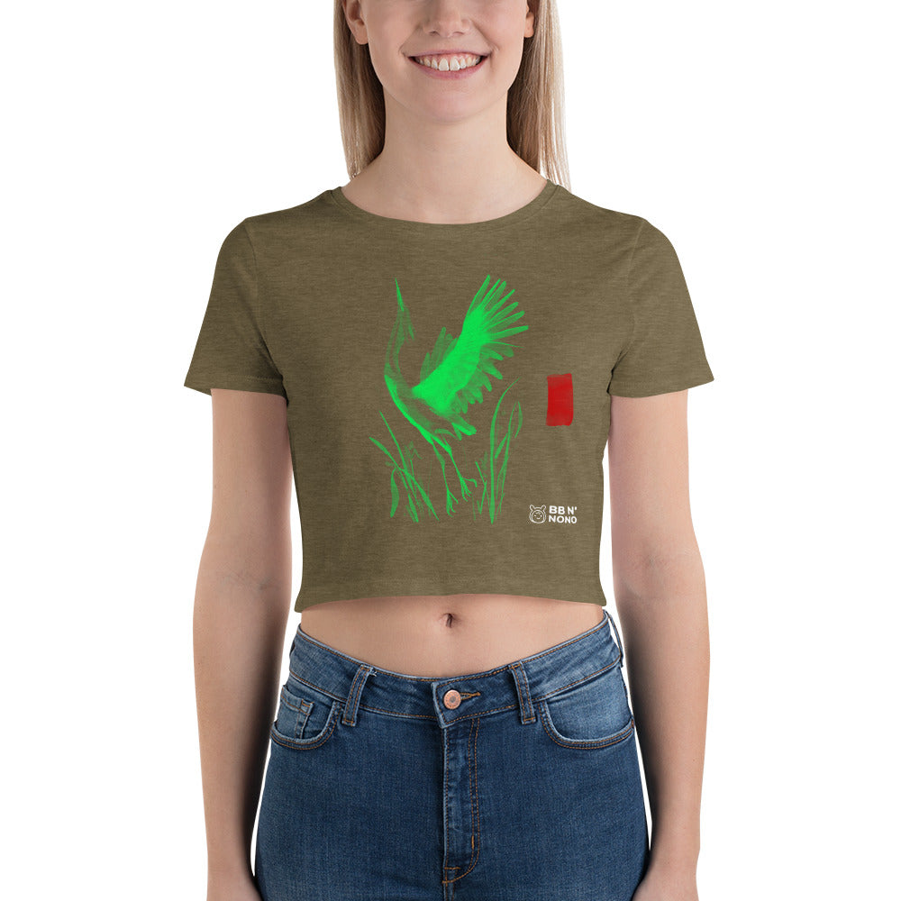 Sumi-e style - Women’s Crop Tee (green)