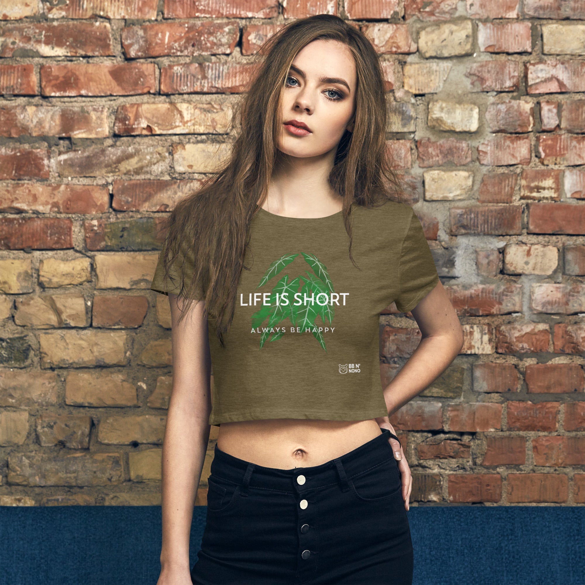 Life is short, always be happy - Women’s Crop Tee