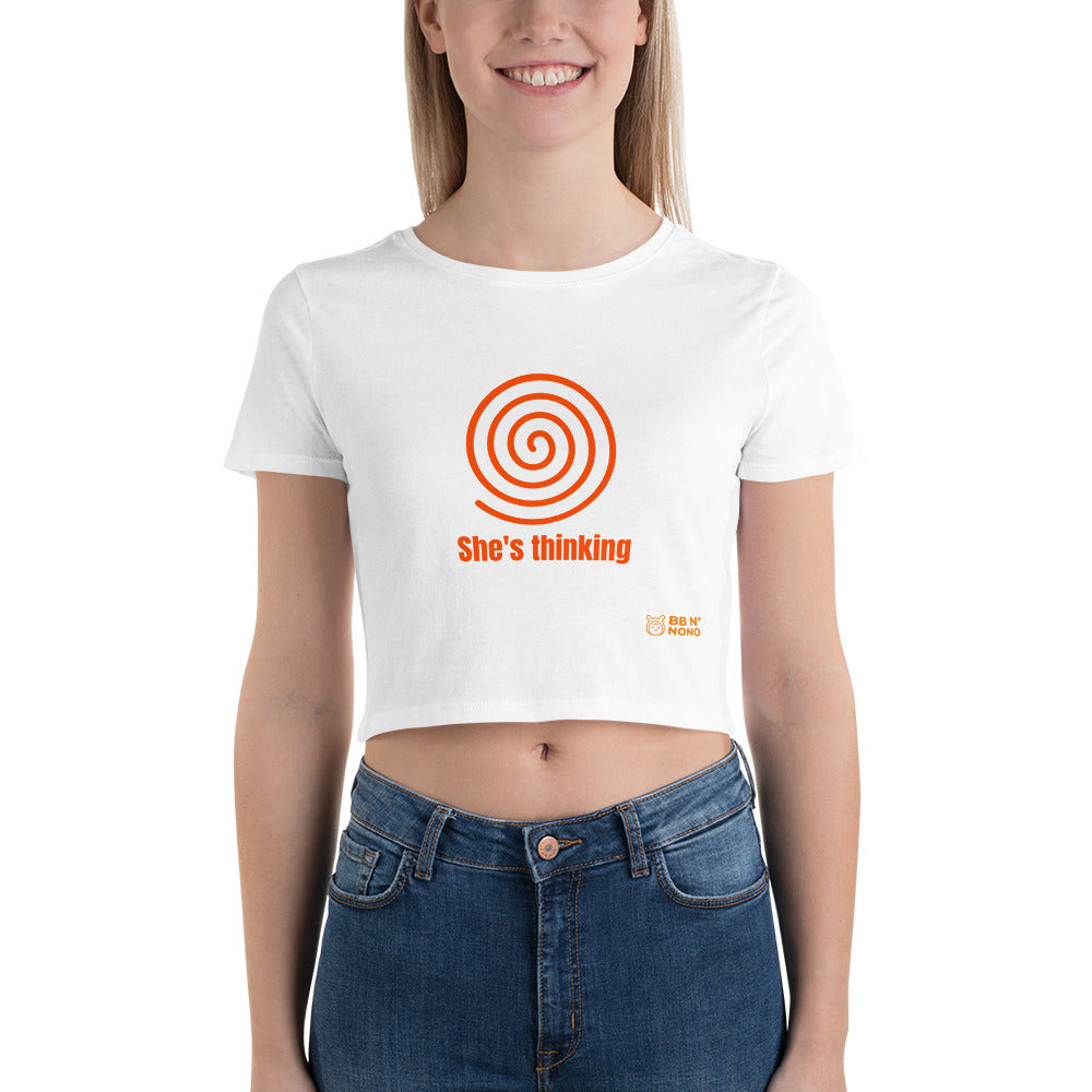 She's thinking (orange) Women’s Crop Tee