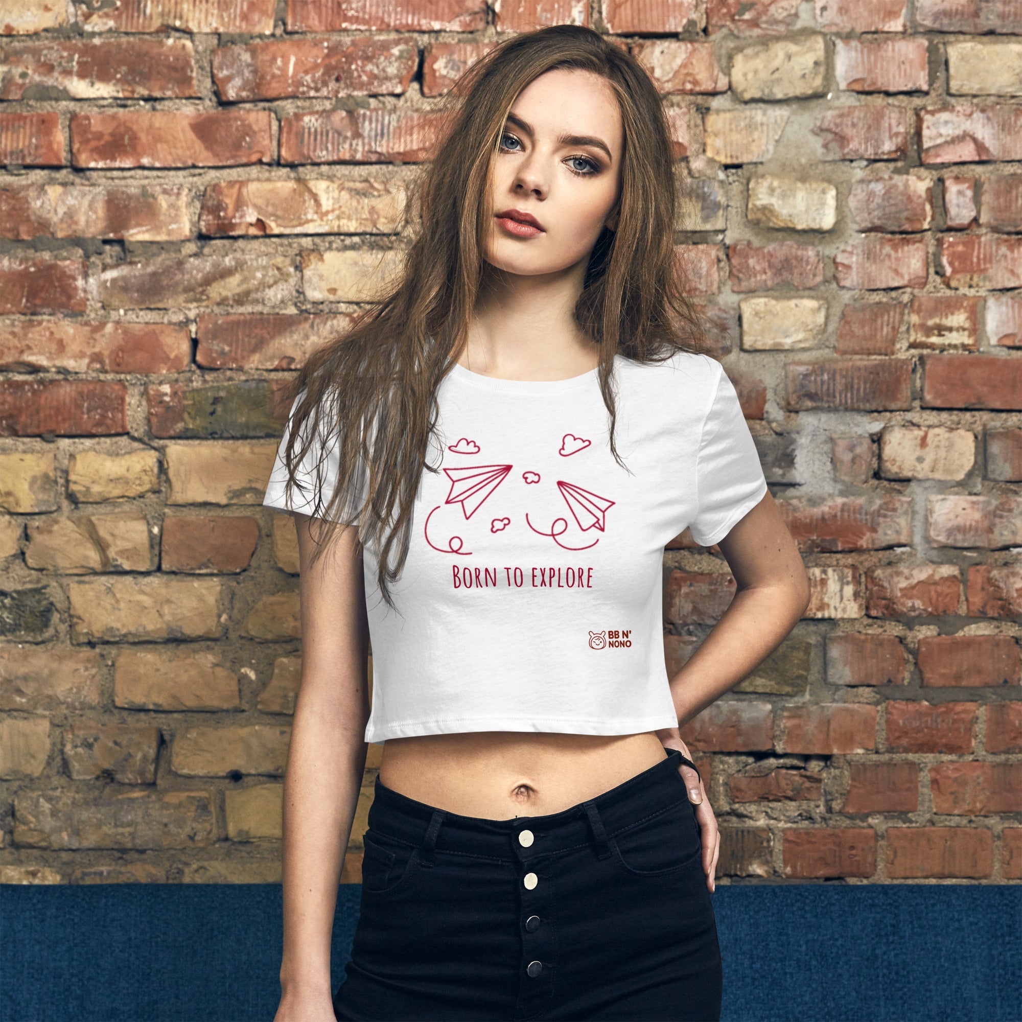 Born to explore - Women’s Crop Tee (white only)