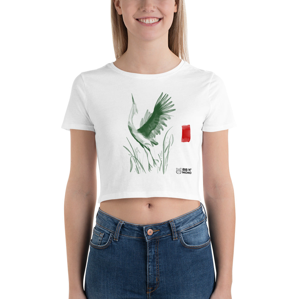 Sumi-e style - Women’s Crop Tee (green)