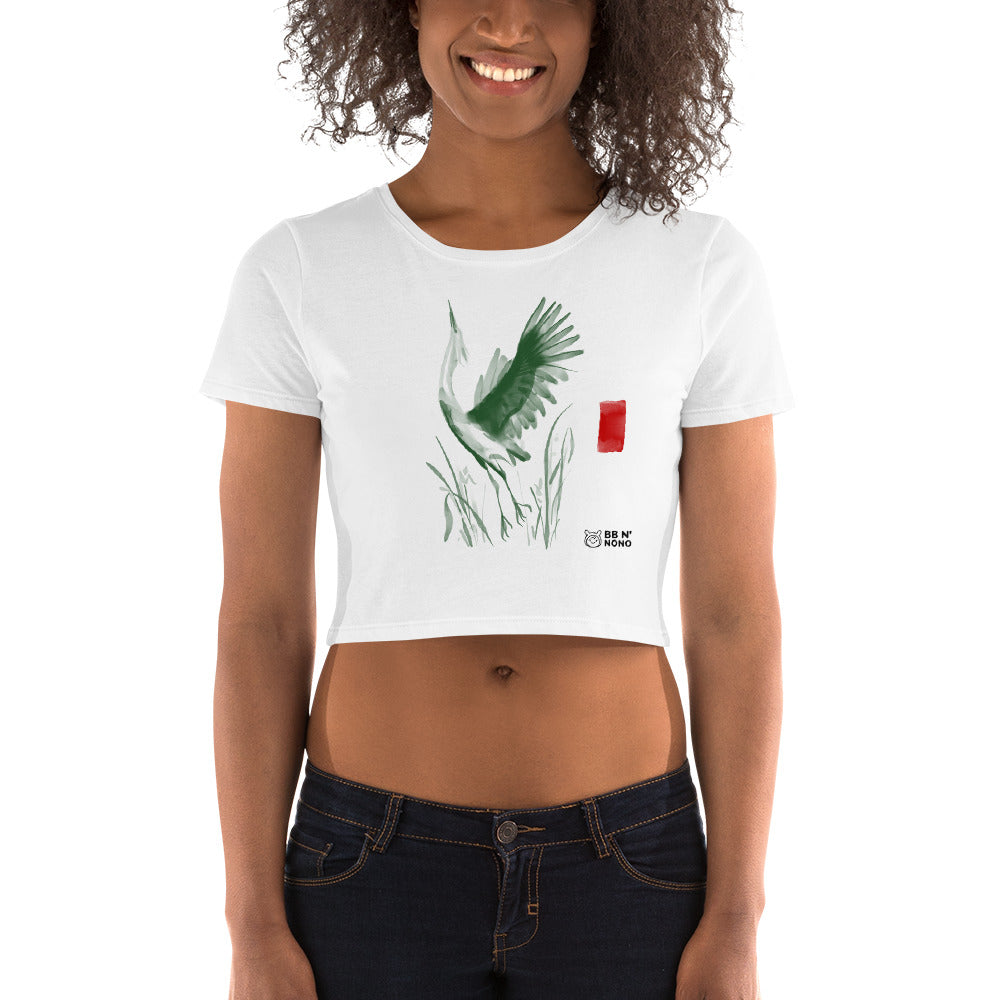 Sumi-e style - Women’s Crop Tee (green)