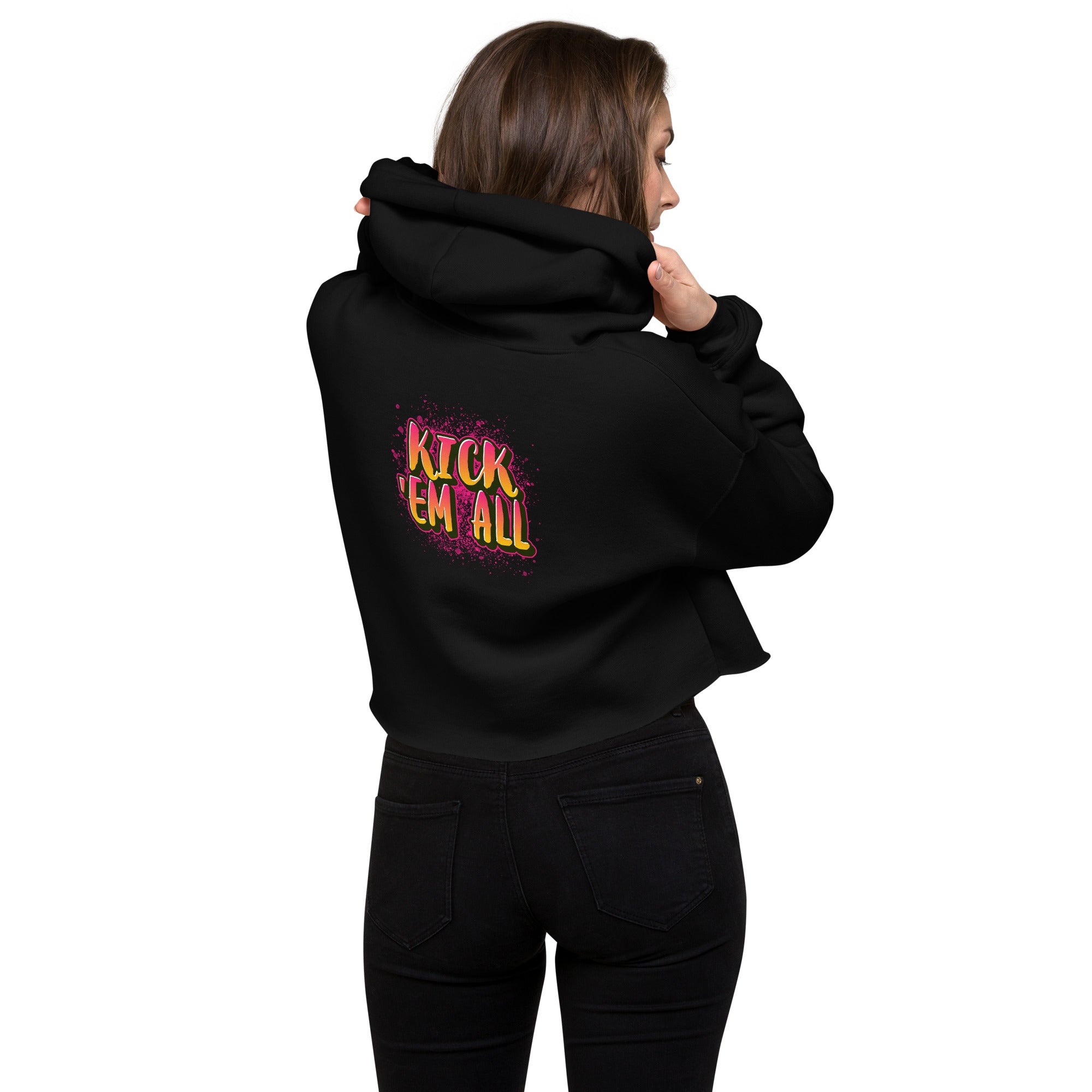 Kick'em all - Crop Hoodie (back print)