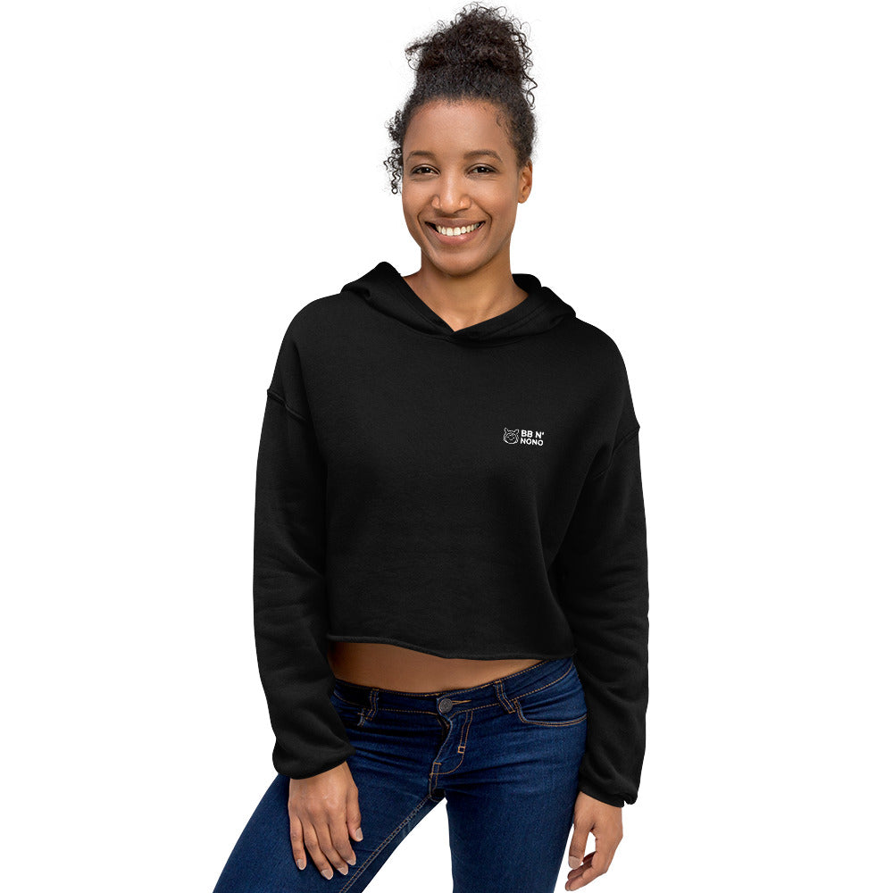 Always say yes to new, adventurer - Crop Hoodie (back print)