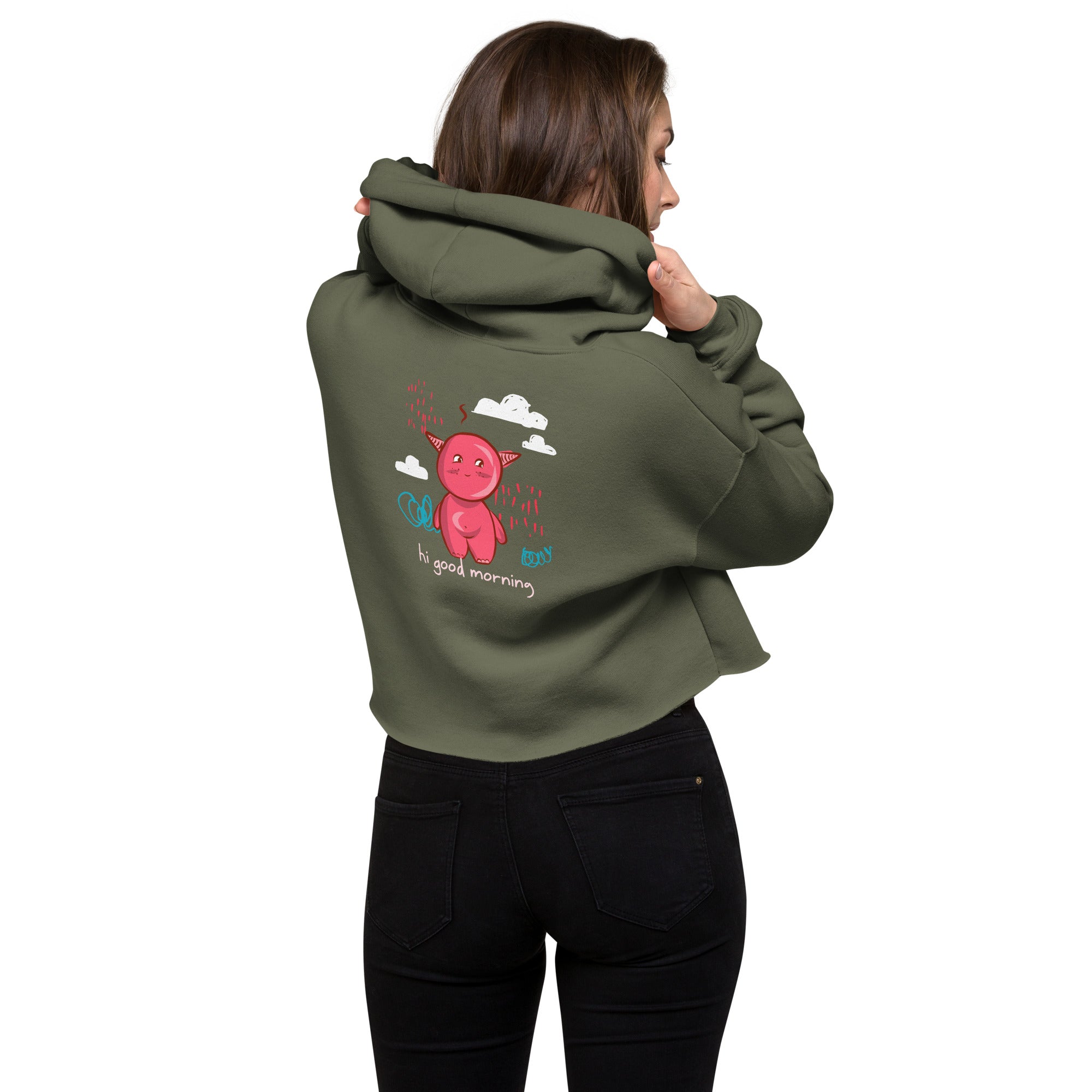 Cute little monster - Crop Hoodie (back print)