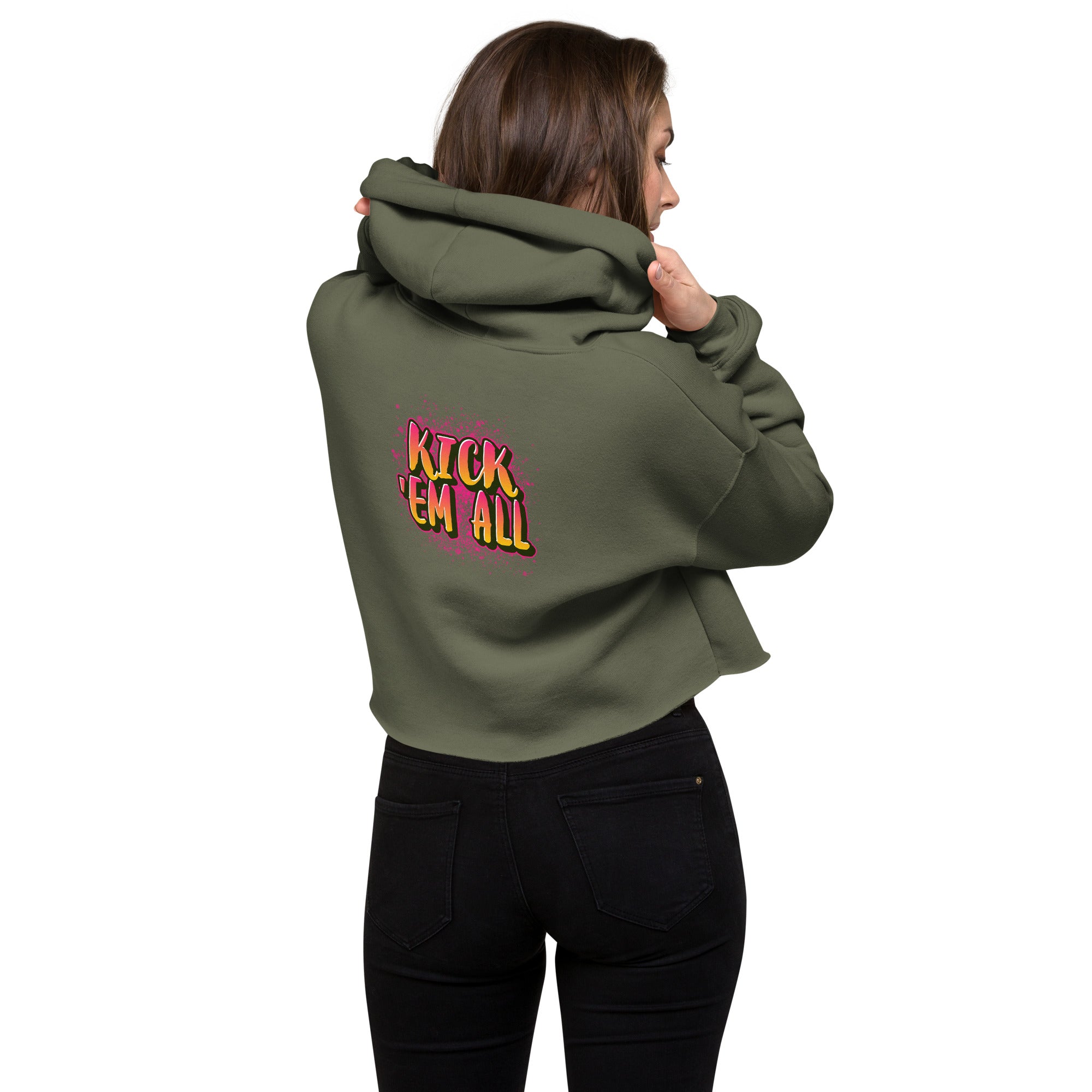 Kick'em all - Crop Hoodie (back print)