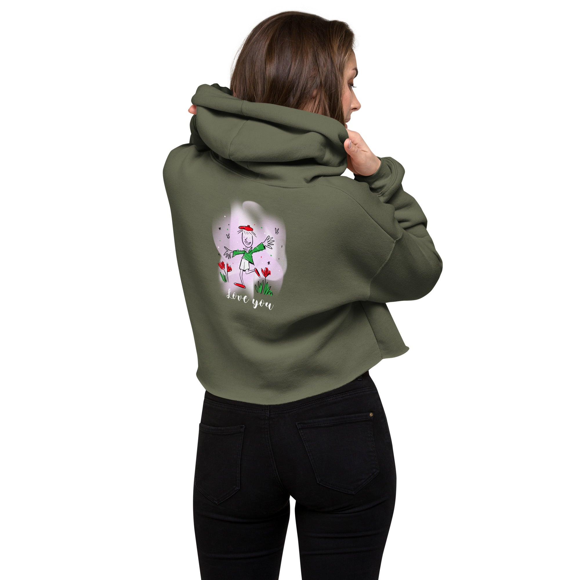 Love you - Crop Hoodie (back print)