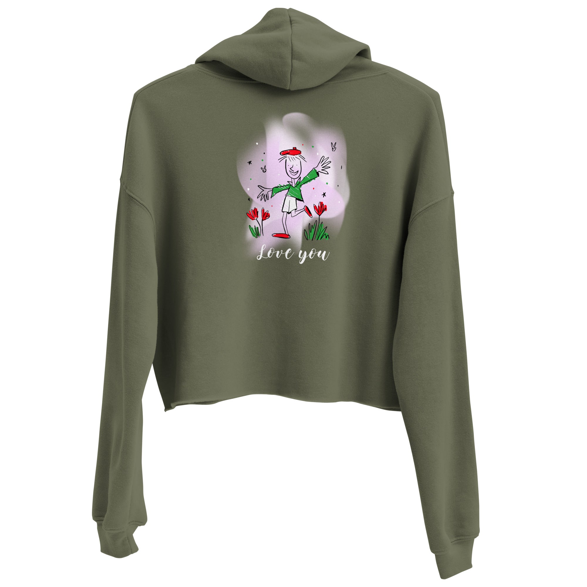 Love you - Crop Hoodie (back print)