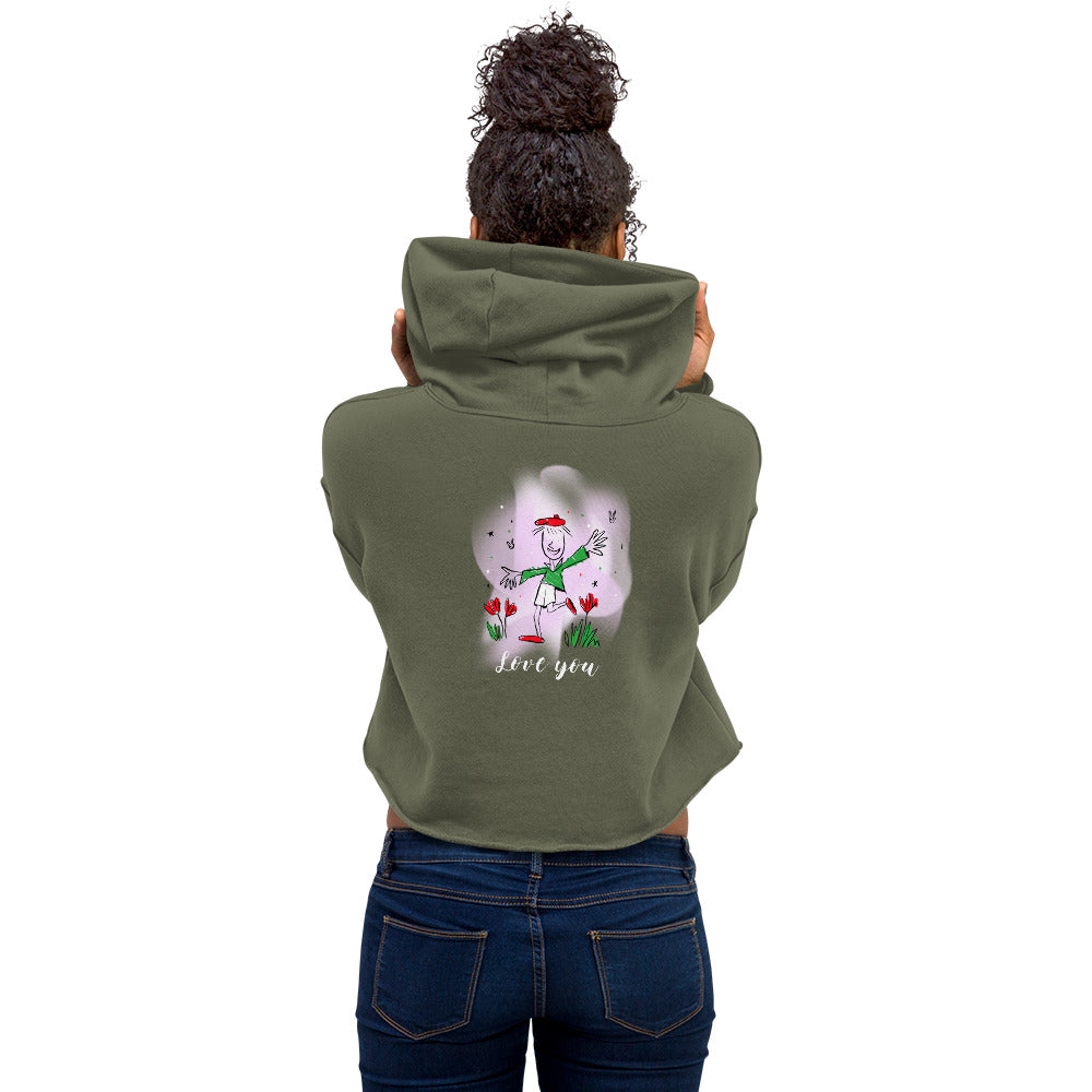 Love you - Crop Hoodie (back print)