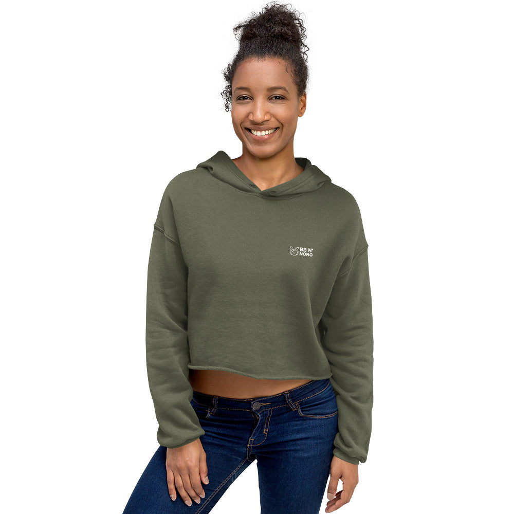 Always say yes to new, adventurer - Crop Hoodie (back print)