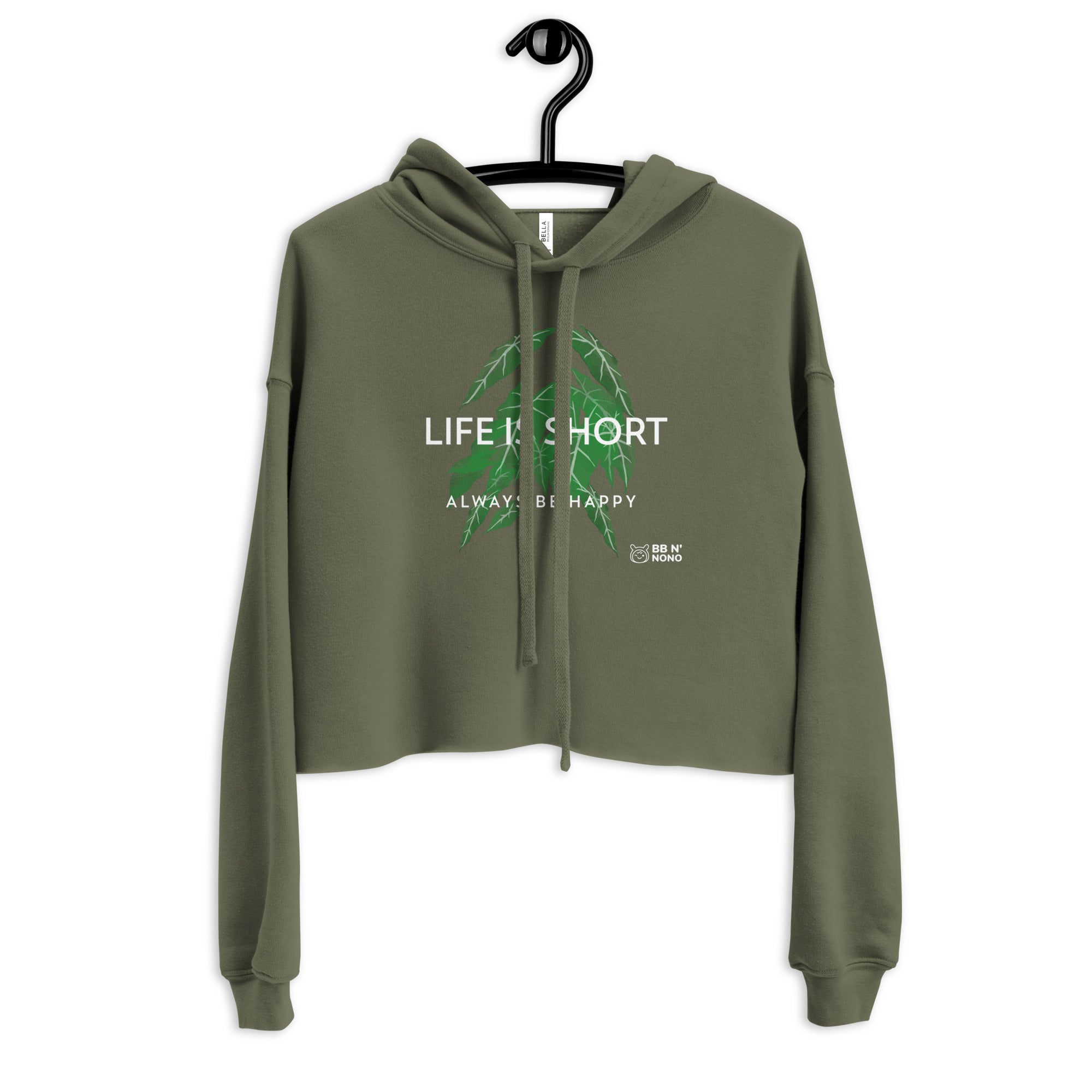 Life is short, always be happy - Crop Hoodie