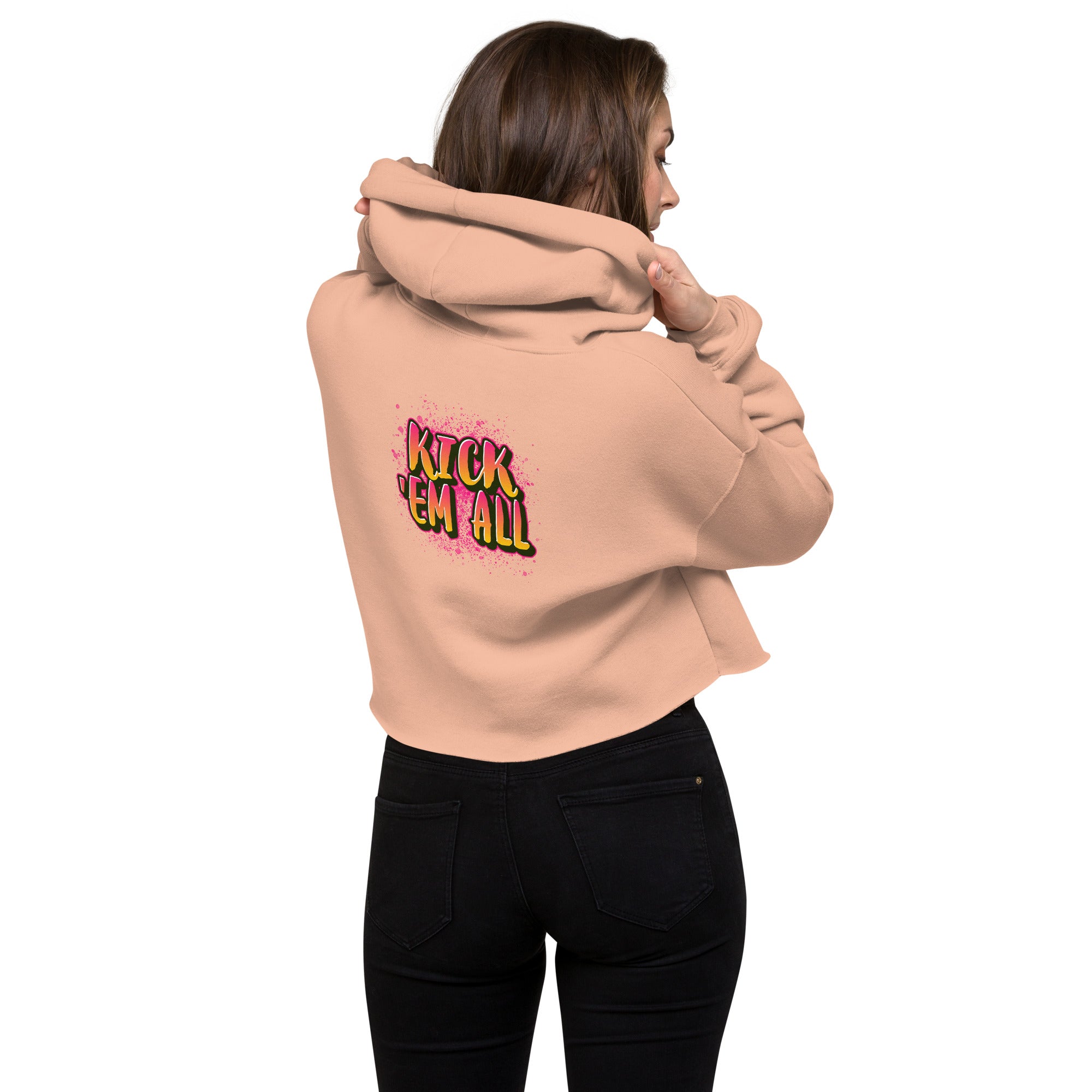 Kick'em all - Crop Hoodie (back print)