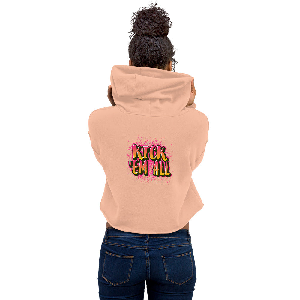 Kick'em all - Crop Hoodie (back print)