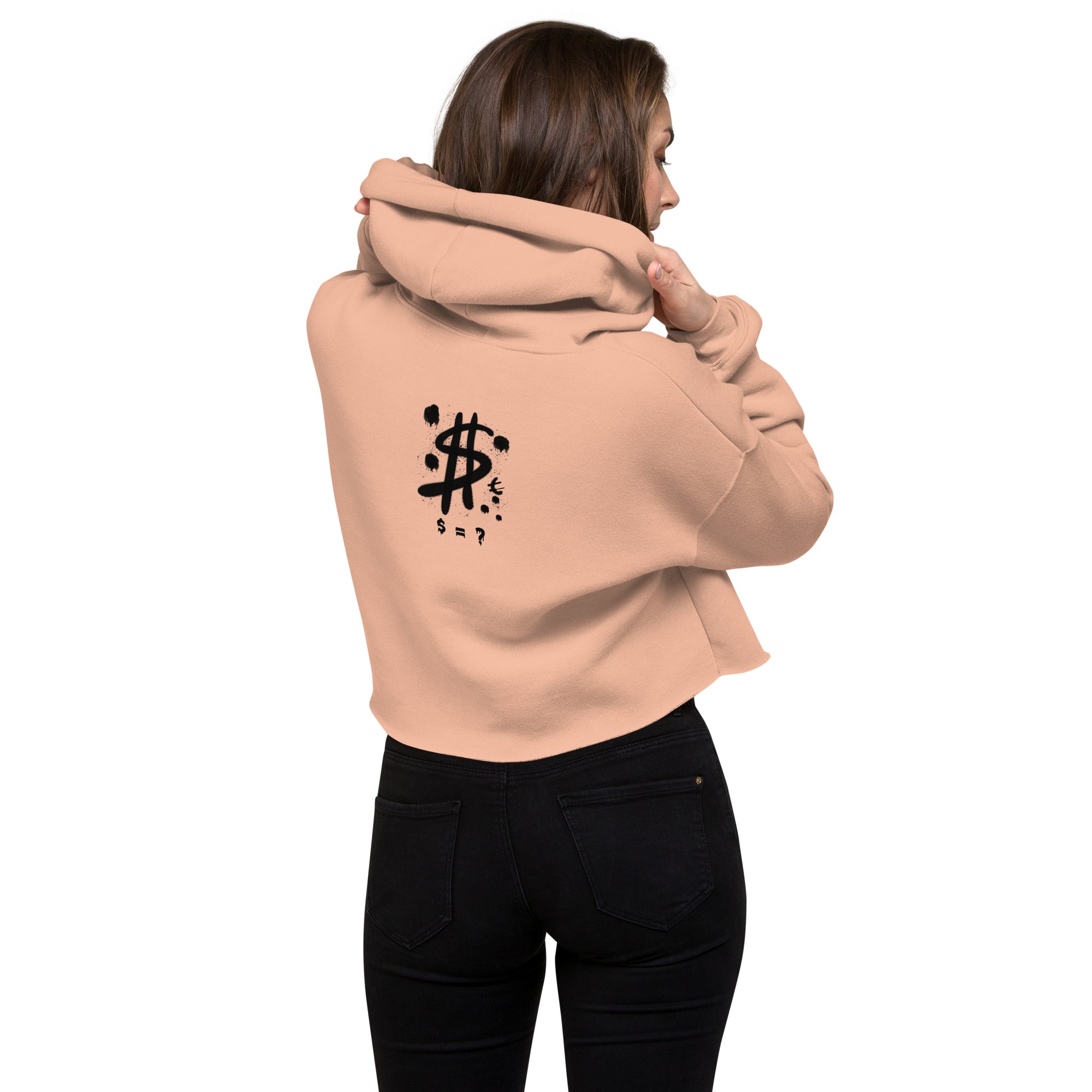 $ = ? - Crop Hoodie (back print)