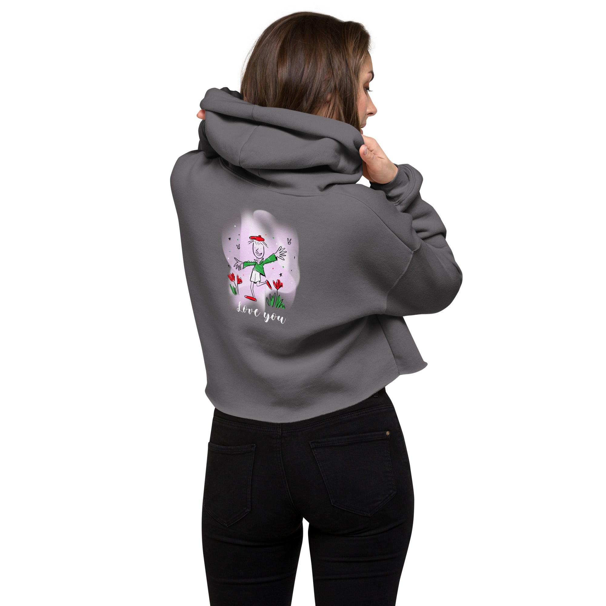 Love you - Crop Hoodie (back print)