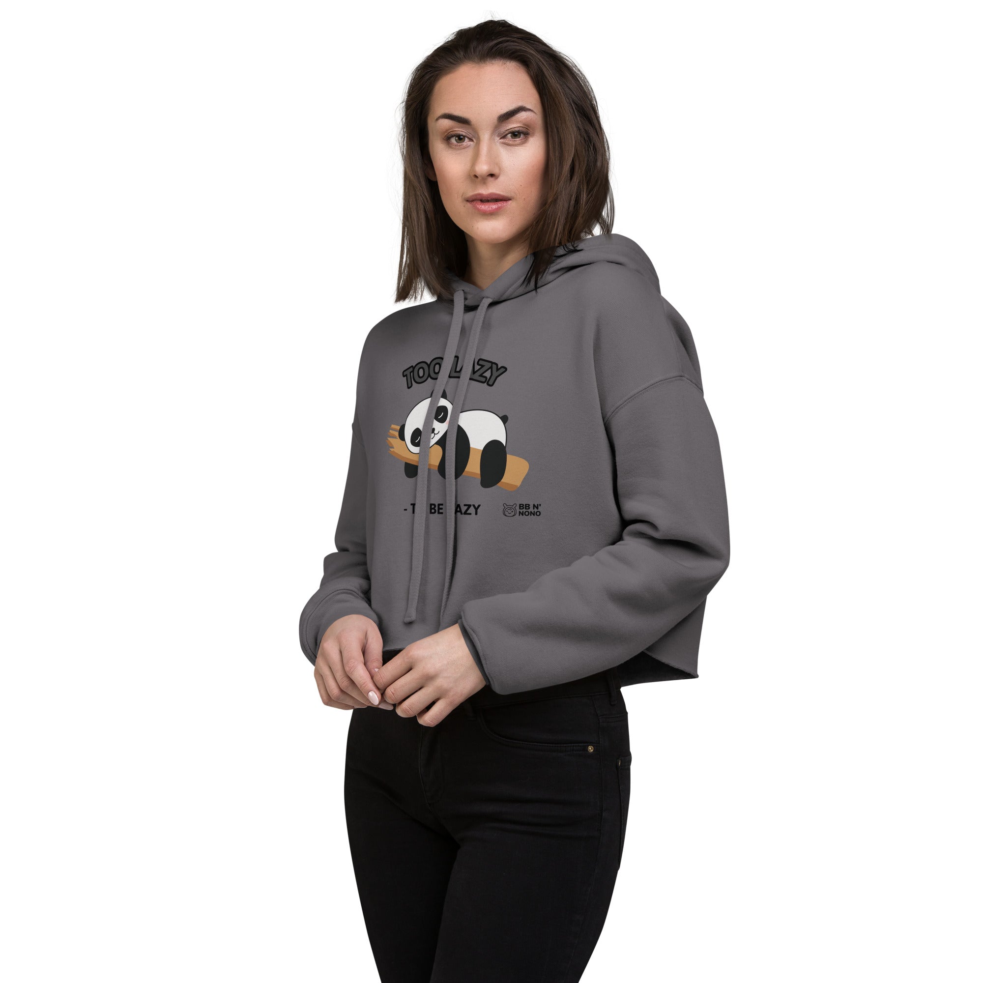 Too lazy to be lazy - Crop Hoodie (black)