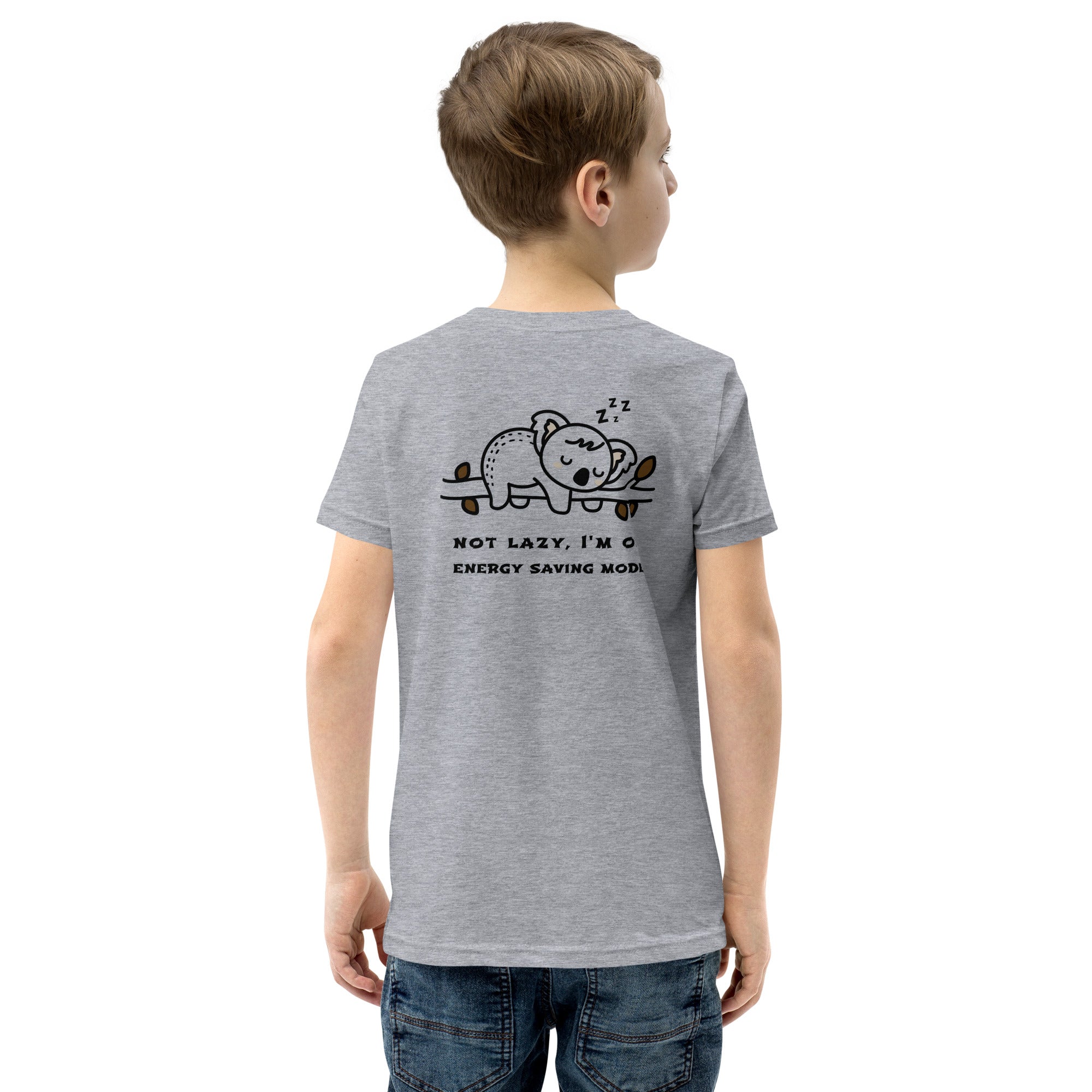 Not lazy, I'm on energy saving mode - Youth Short Sleeve T-Shirt (back print)