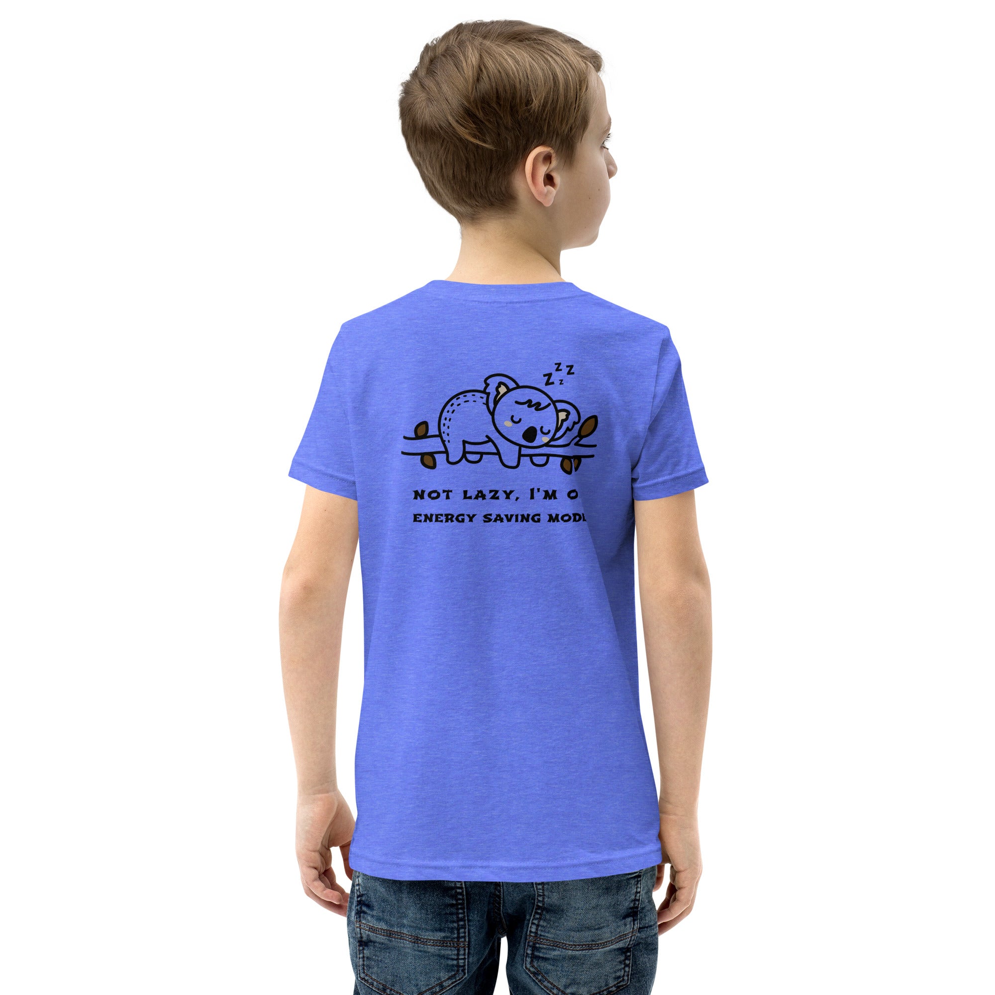 Not lazy, I'm on energy saving mode - Youth Short Sleeve T-Shirt (back print)