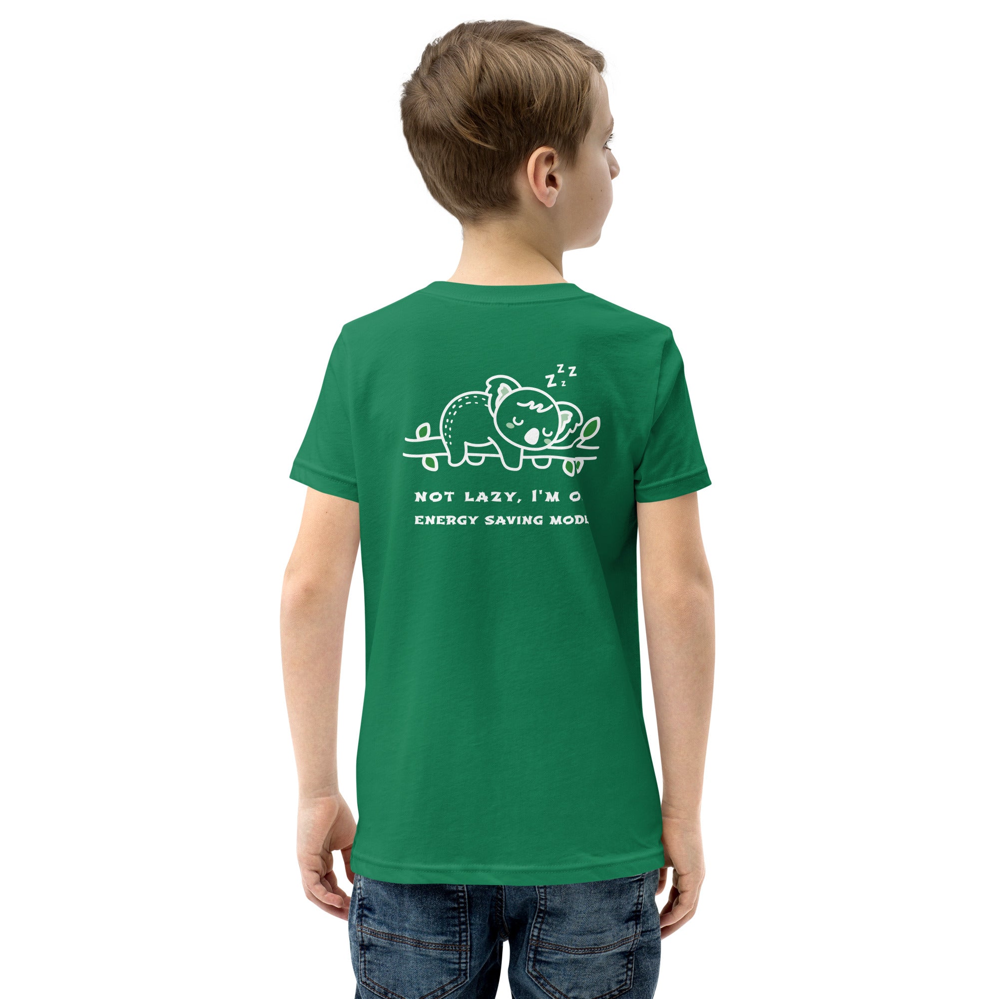 Not lazy, I'm on energy saving mode - Youth Short Sleeve T-Shirt (back print)