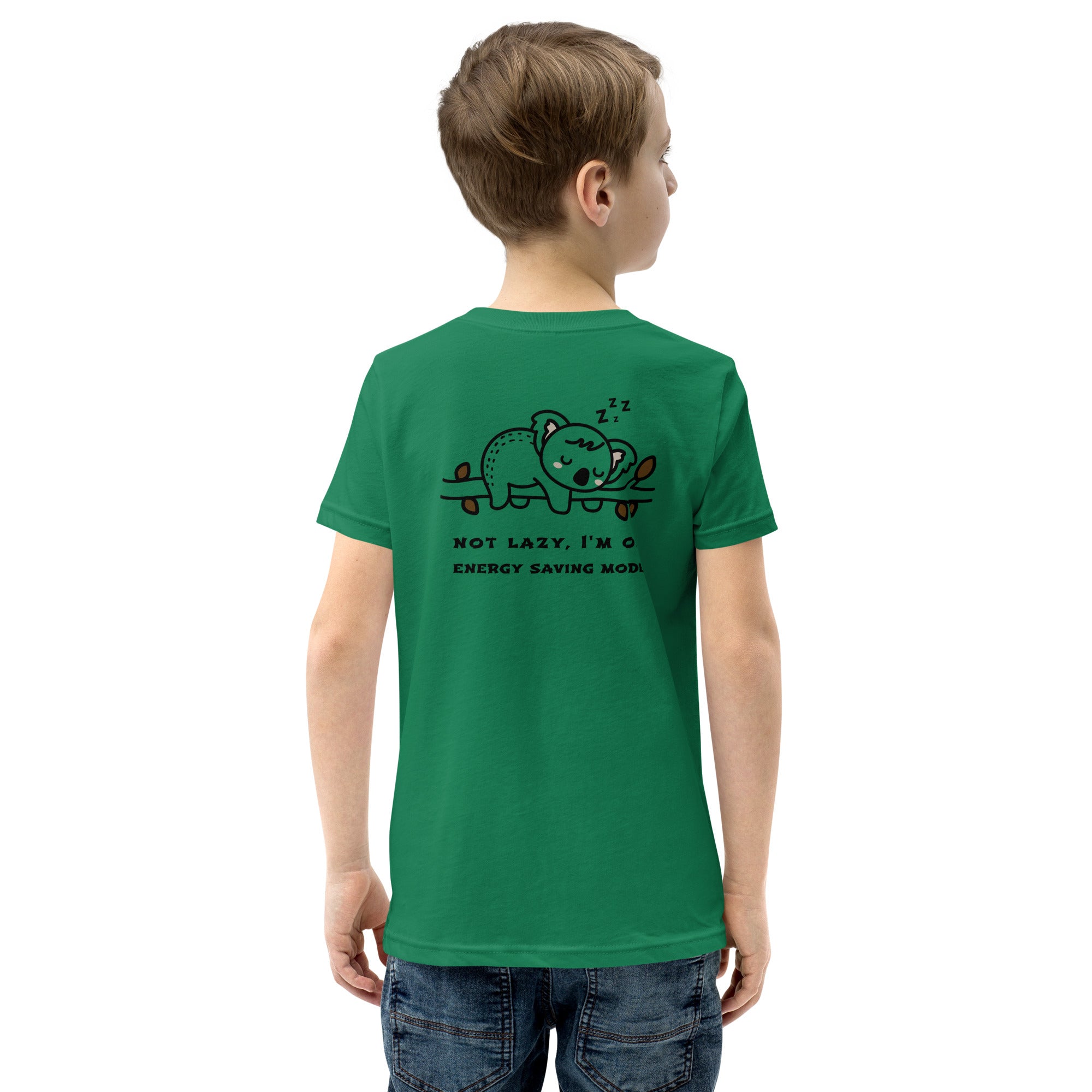 Not lazy, I'm on energy saving mode - Youth Short Sleeve T-Shirt (back print)