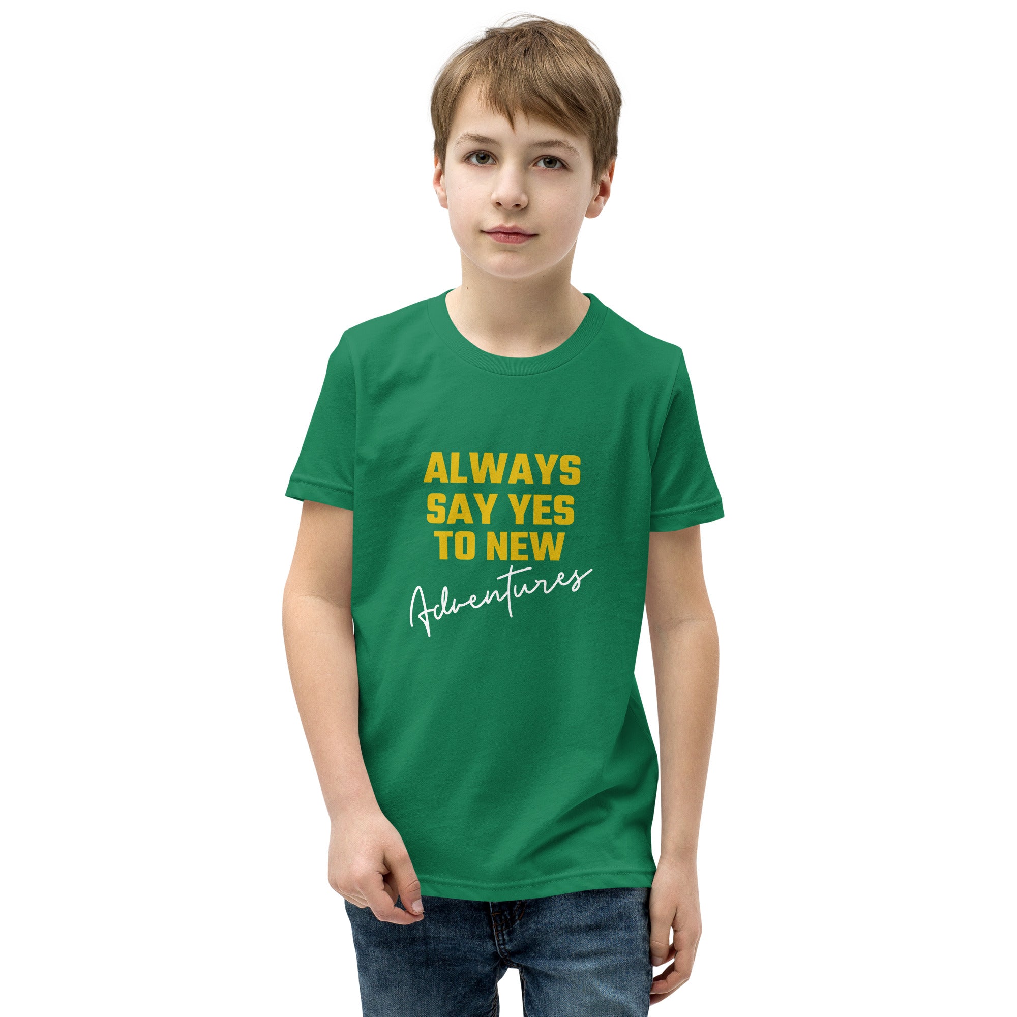 Always say yes to new, adventurer - Youth Short Sleeve T-Shirt