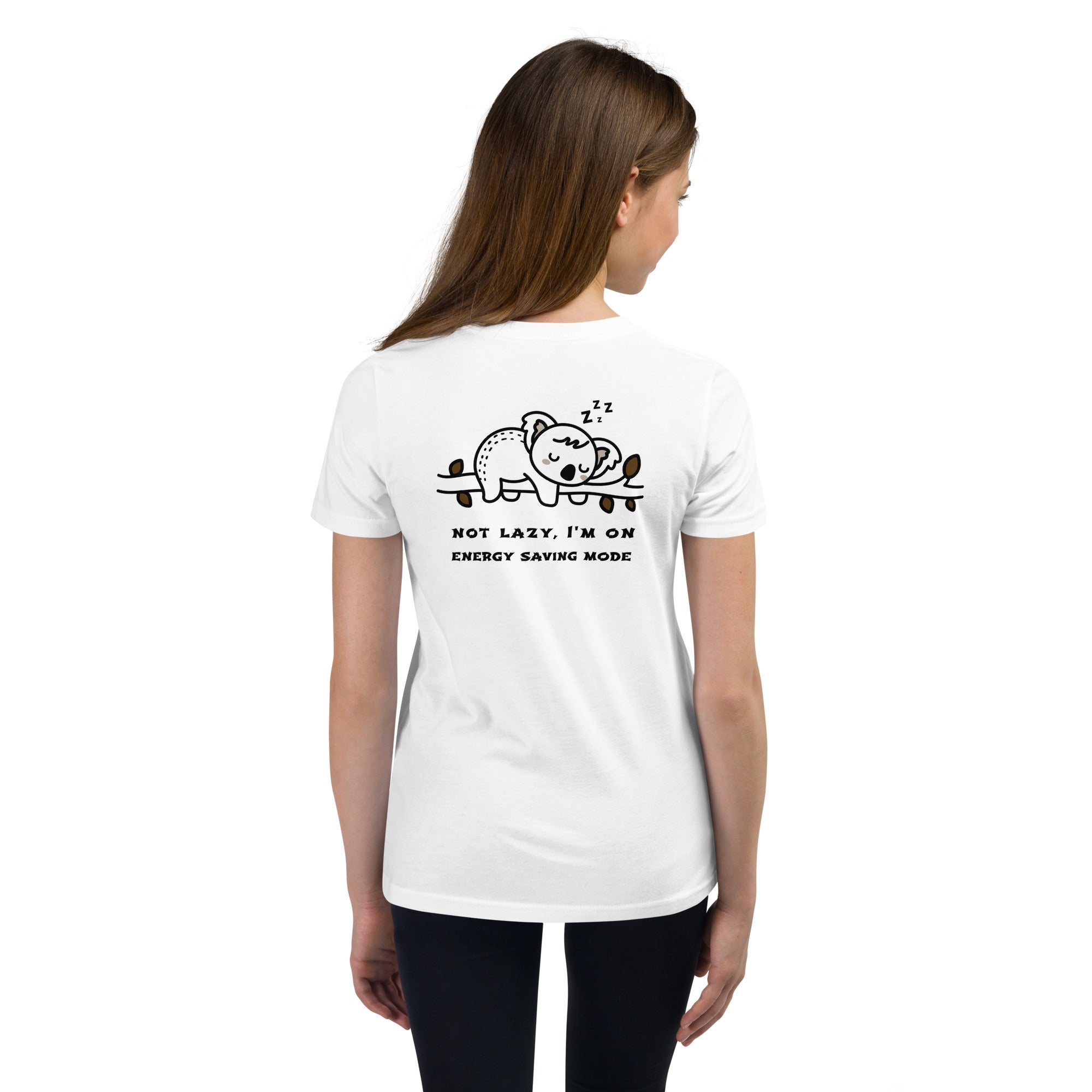 Not lazy, I'm on energy saving mode - Youth Short Sleeve T-Shirt (back print)