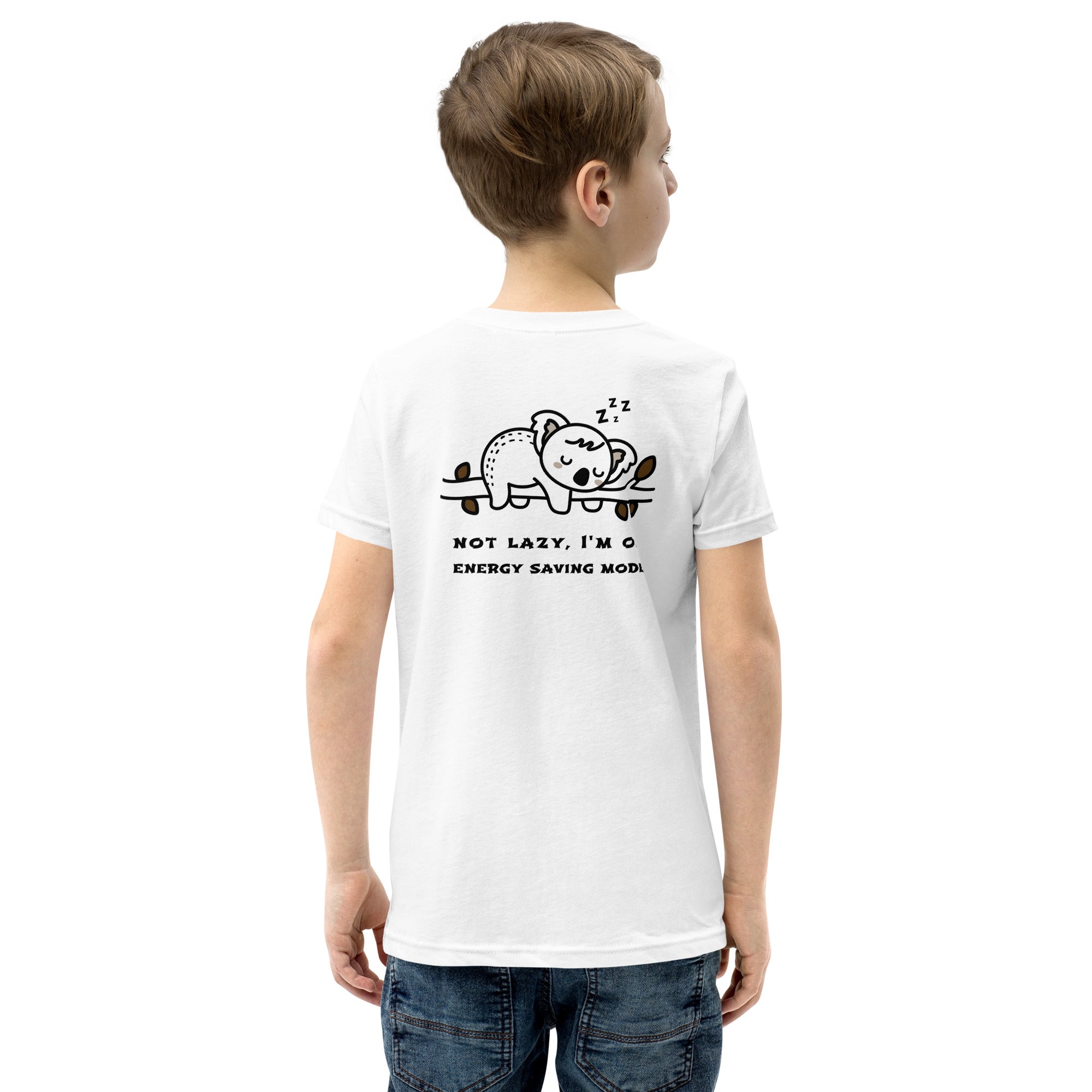 Not lazy, I'm on energy saving mode - Youth Short Sleeve T-Shirt (back print)