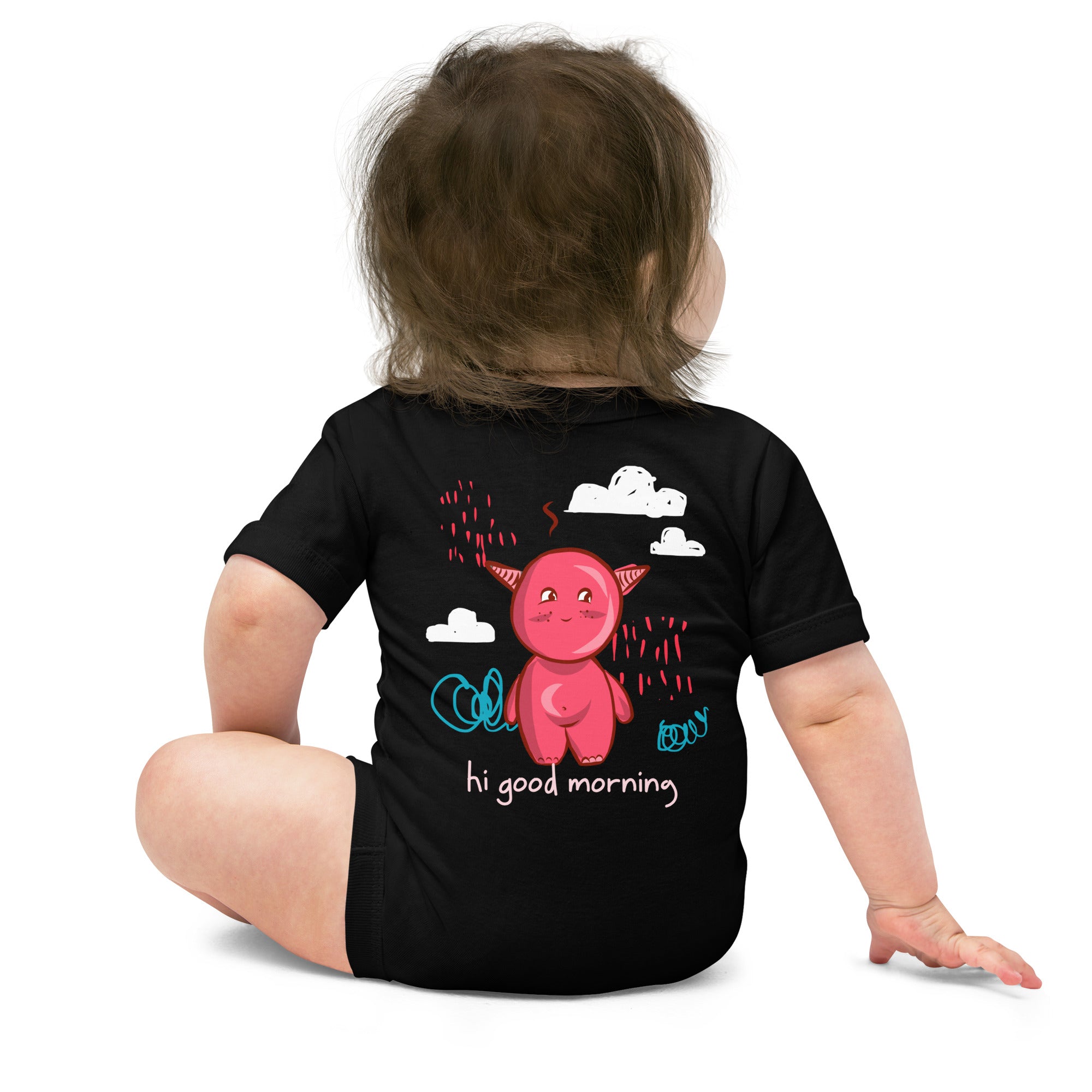 cute little monster - Baby short sleeve one piece (back print)