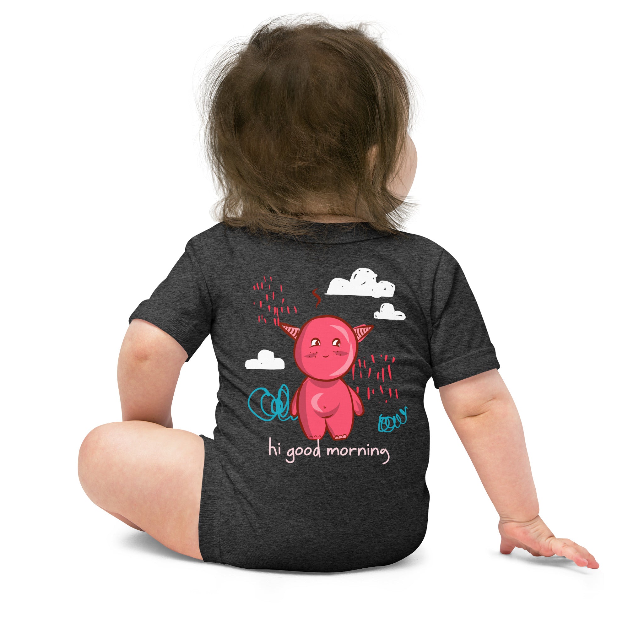 cute little monster - Baby short sleeve one piece (back print)