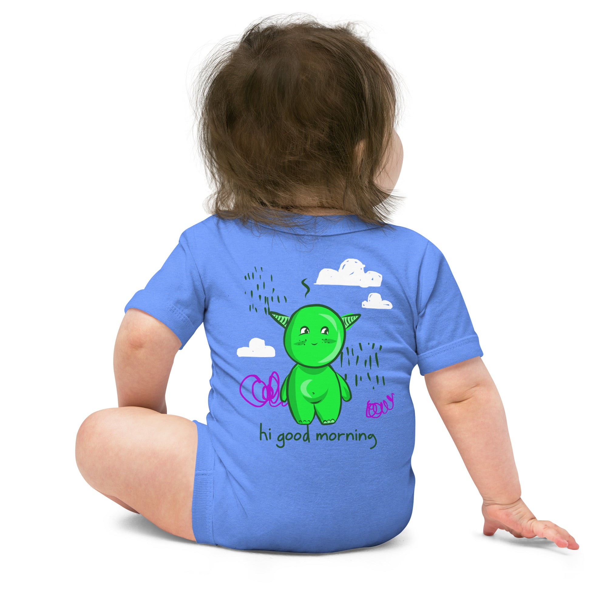 cute little monster - Baby short sleeve one piece (back print)