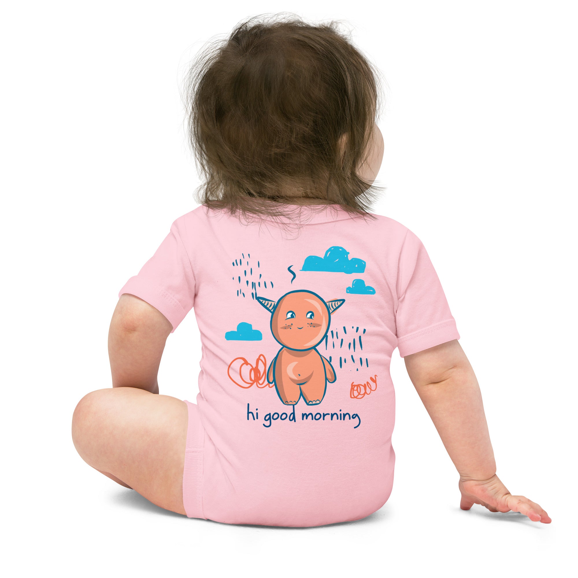 cute little monster - Baby short sleeve one piece (back print)