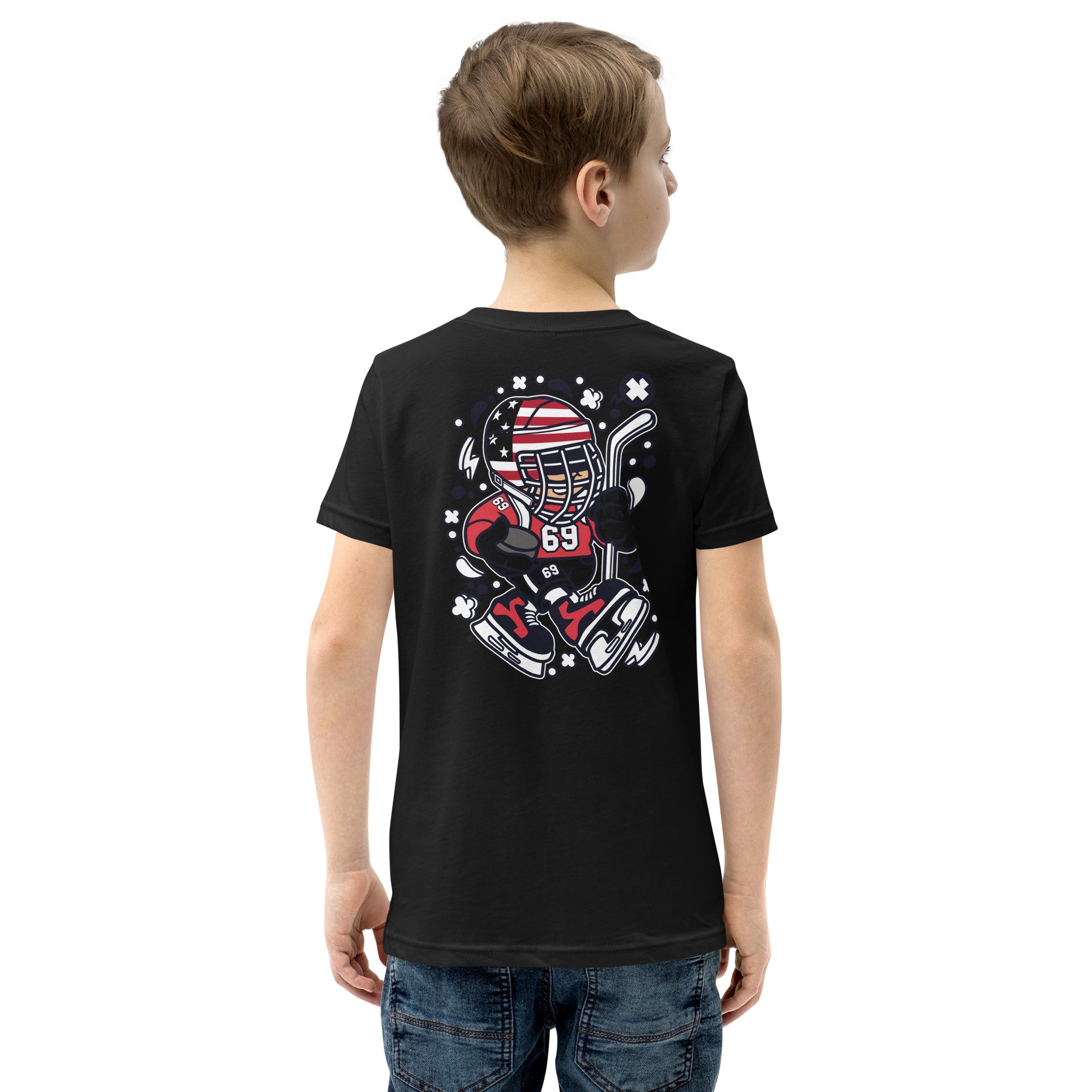 American Hockey Kid - Youth Short Sleeve T-Shirt (back print)