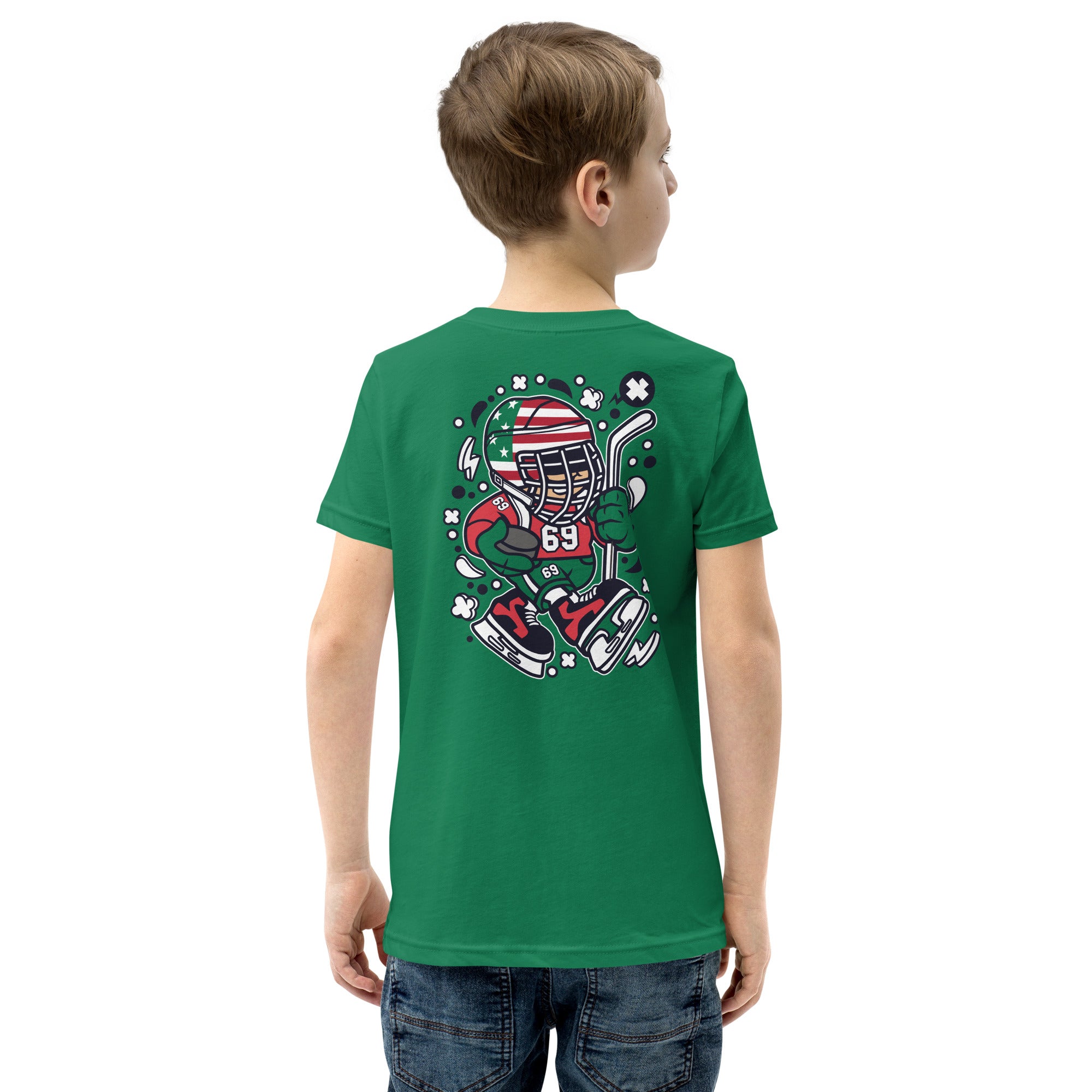 American Hockey Kid - Youth Short Sleeve T-Shirt (back print)