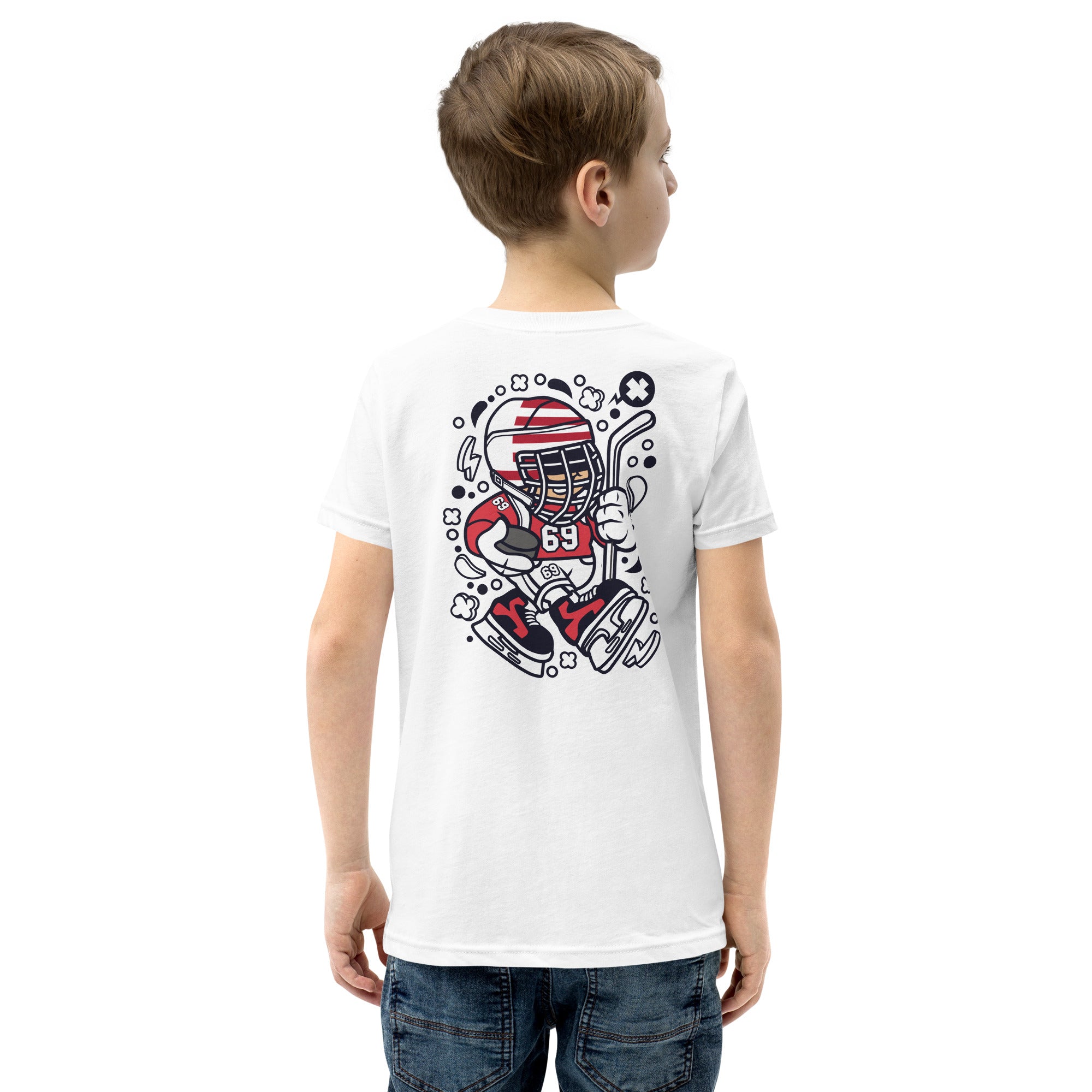 American Hockey Kid - Youth Short Sleeve T-Shirt (back print)